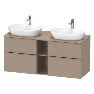 Duravit D-Neo 1400 Wall Mounted 4-Drawer Double Vanity Unit With Worktop - Matt Linen