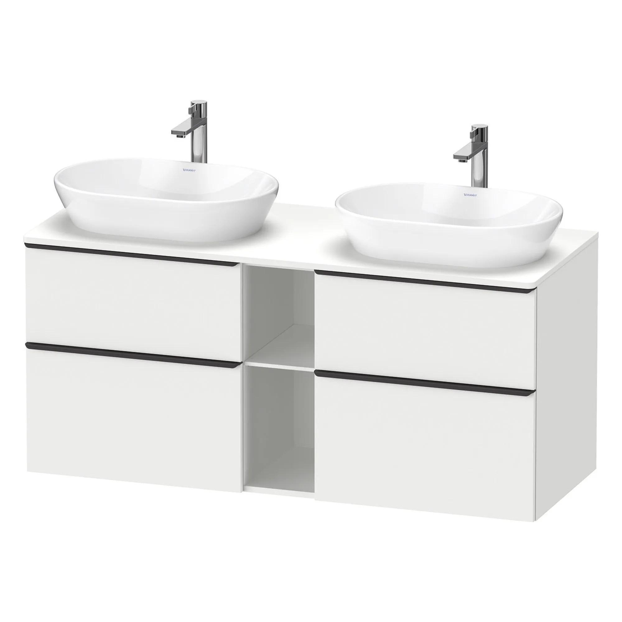 Duravit D-Neo 1400 Wall Mounted 4-Drawer Double Vanity Unit With Worktop - Matt White