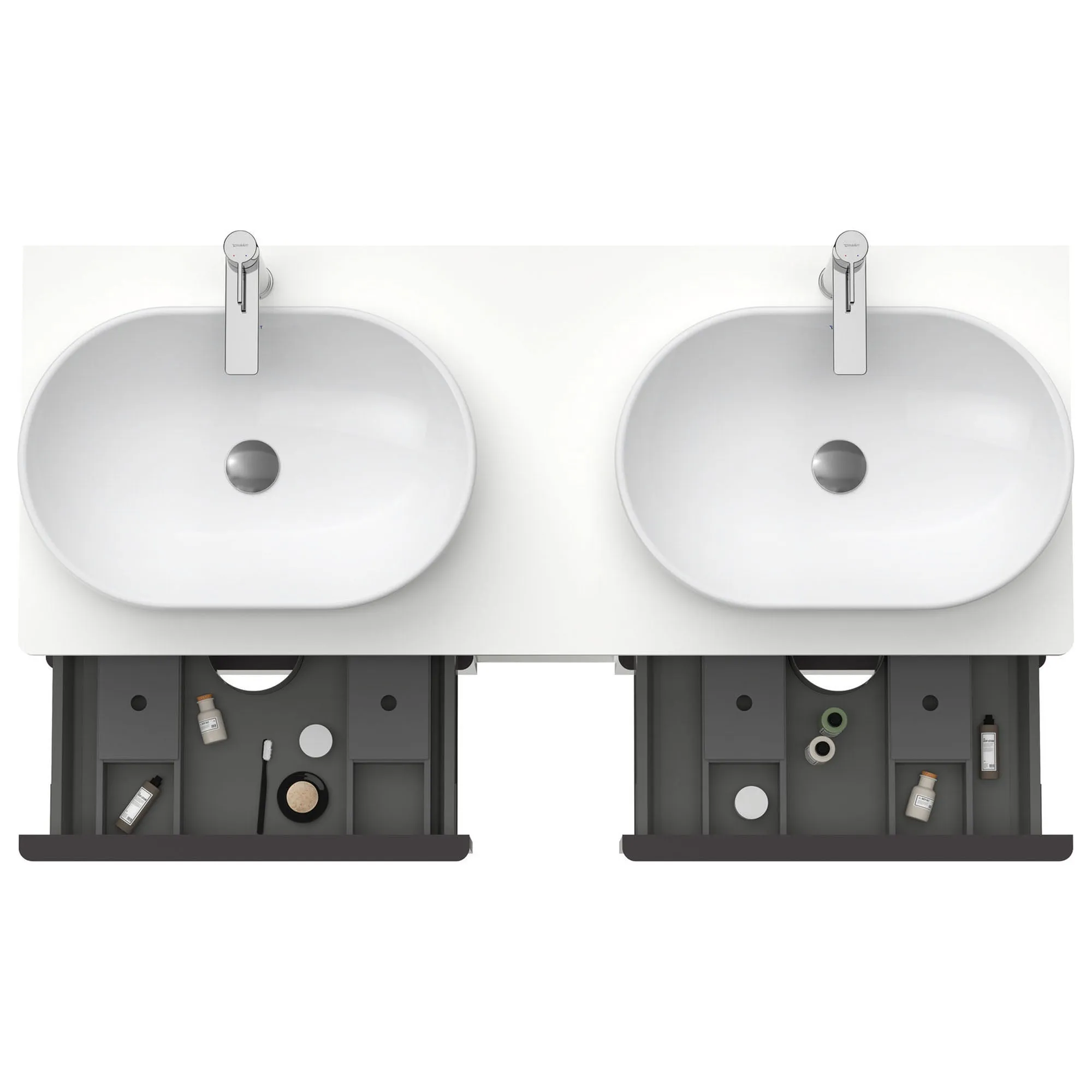 Duravit D-Neo 1400 Wall Mounted 4-Drawer Double Vanity Unit With Worktop - Matt White