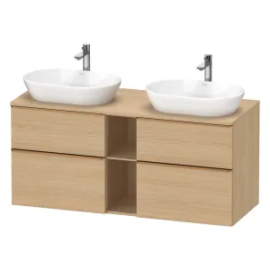 Duravit D-Neo 1400 Wall Mounted 4-Drawer Double Vanity Unit With Worktop - Natural Oak