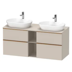 Duravit D-Neo 1400 Wall Mounted 4-Drawer Double Vanity Unit With Worktop - Taupe
