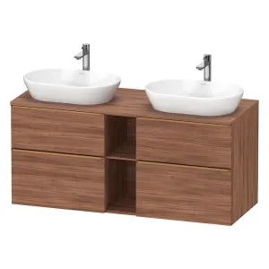 Duravit D-Neo 1400 Wall Mounted 4-Drawer Double Vanity Unit With Worktop - Walnut