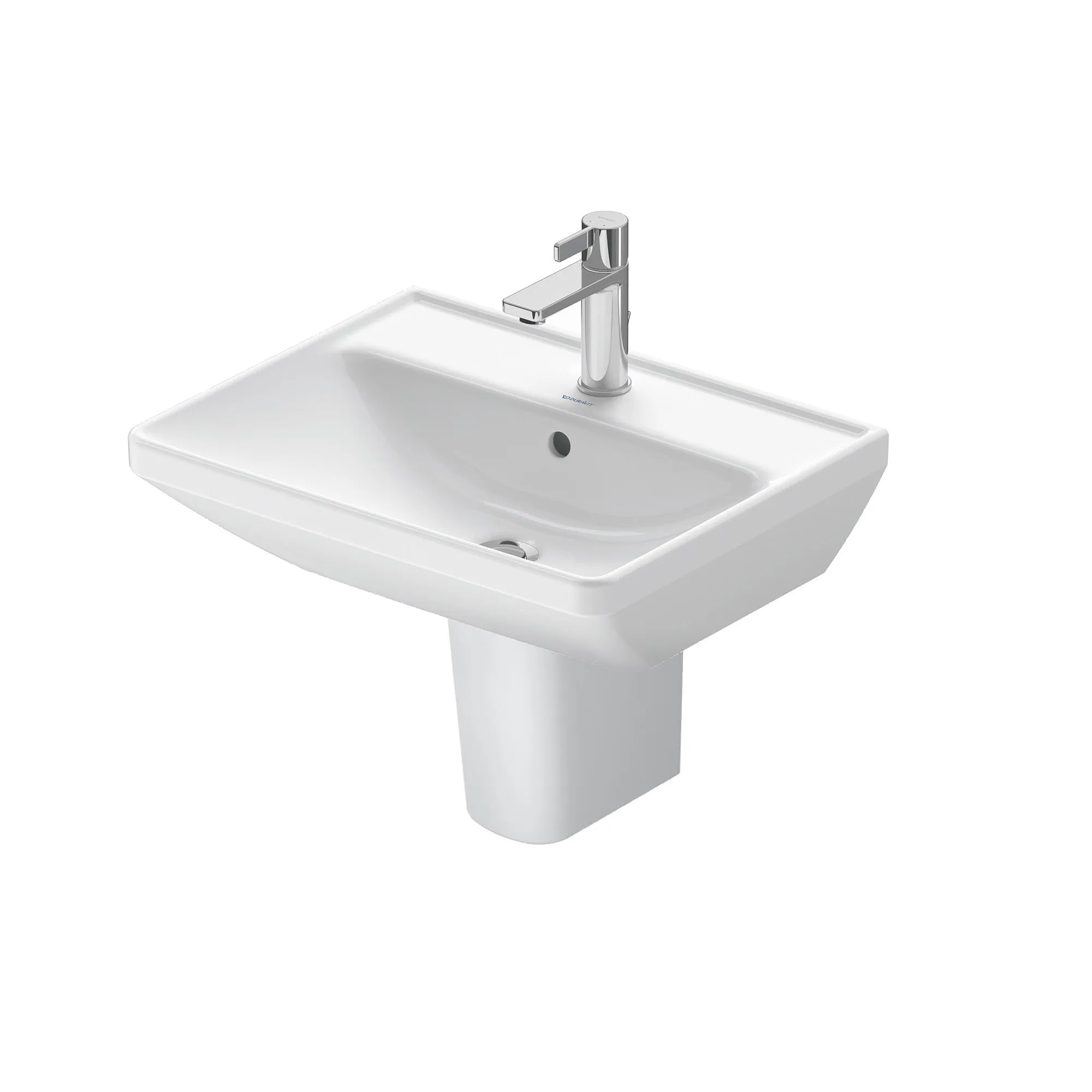Duravit D-Neo 550 Square White Basin With Semi-Pedestal