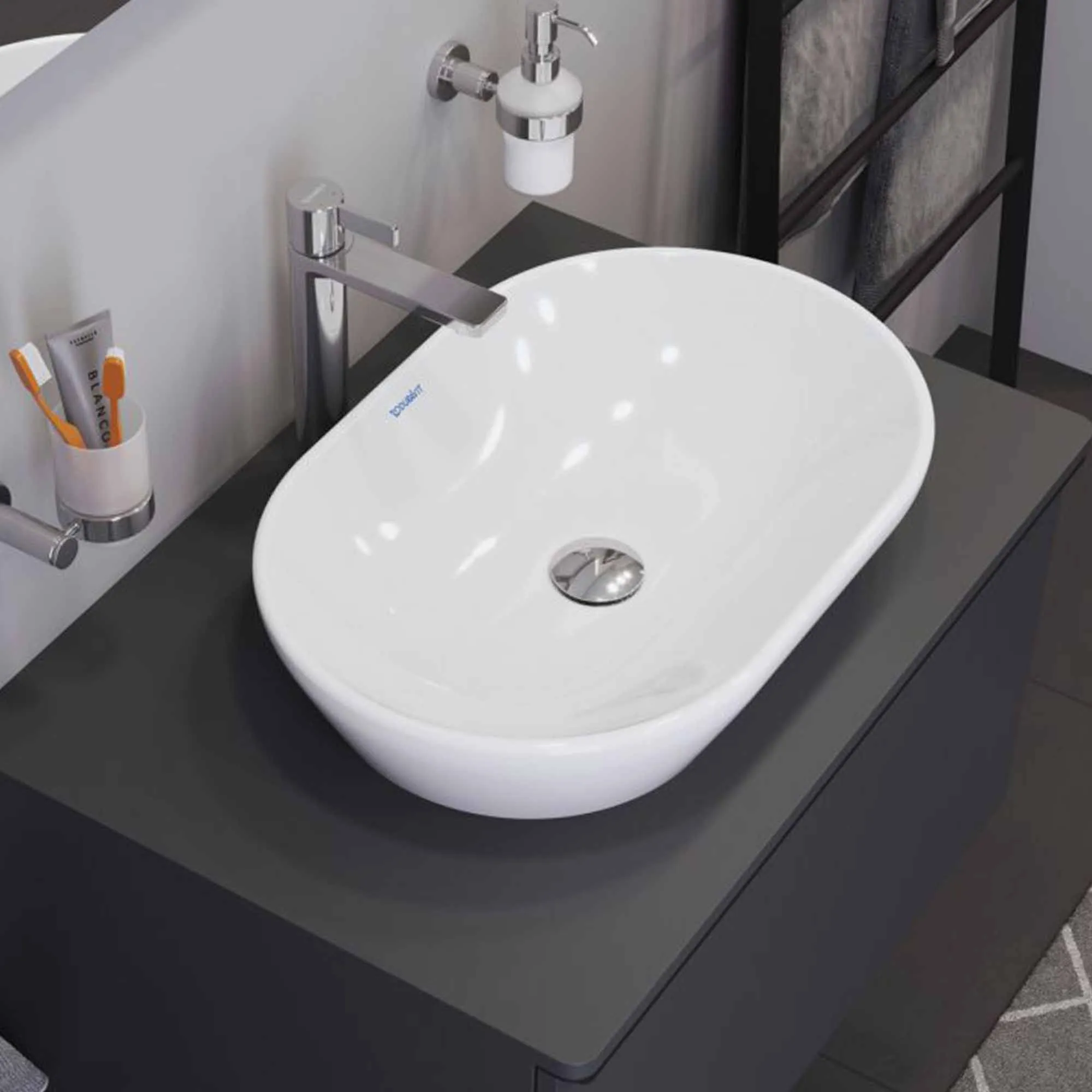 Duravit D-Neo 600 Oval Countertop Basin - Gloss White