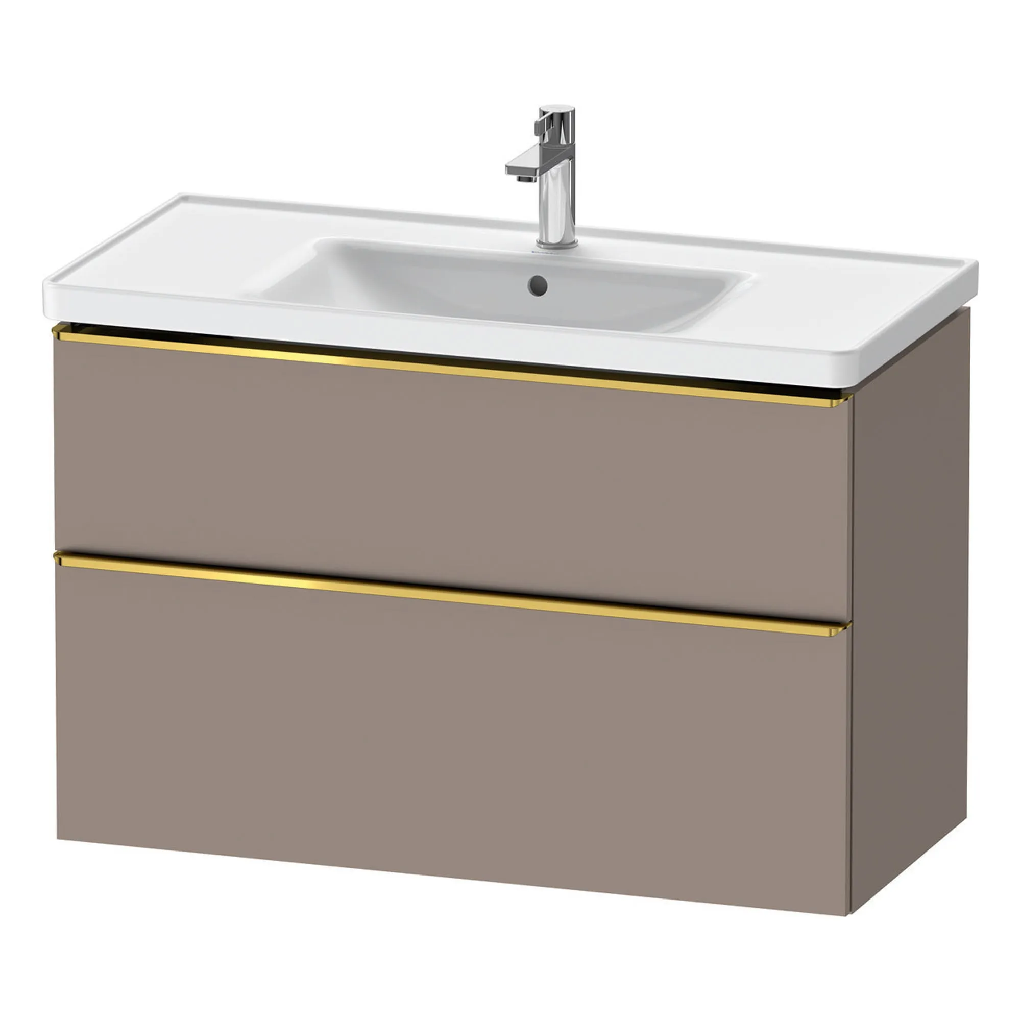 Duravit D-Neo Wall Mounted 2-Drawer Vanity Unit With Ceramic Basin - Basalt