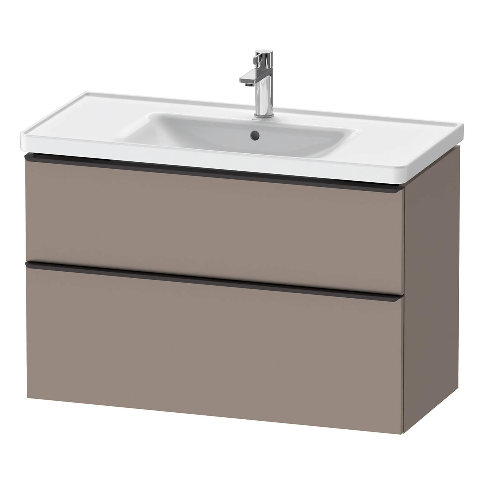 Duravit D-Neo Wall Mounted 2-Drawer Vanity Unit With Ceramic Basin - Basalt