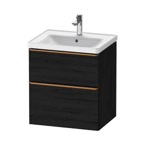 Duravit D-Neo Wall Mounted 2-Drawer Vanity Unit With Ceramic Basin - Black Oak