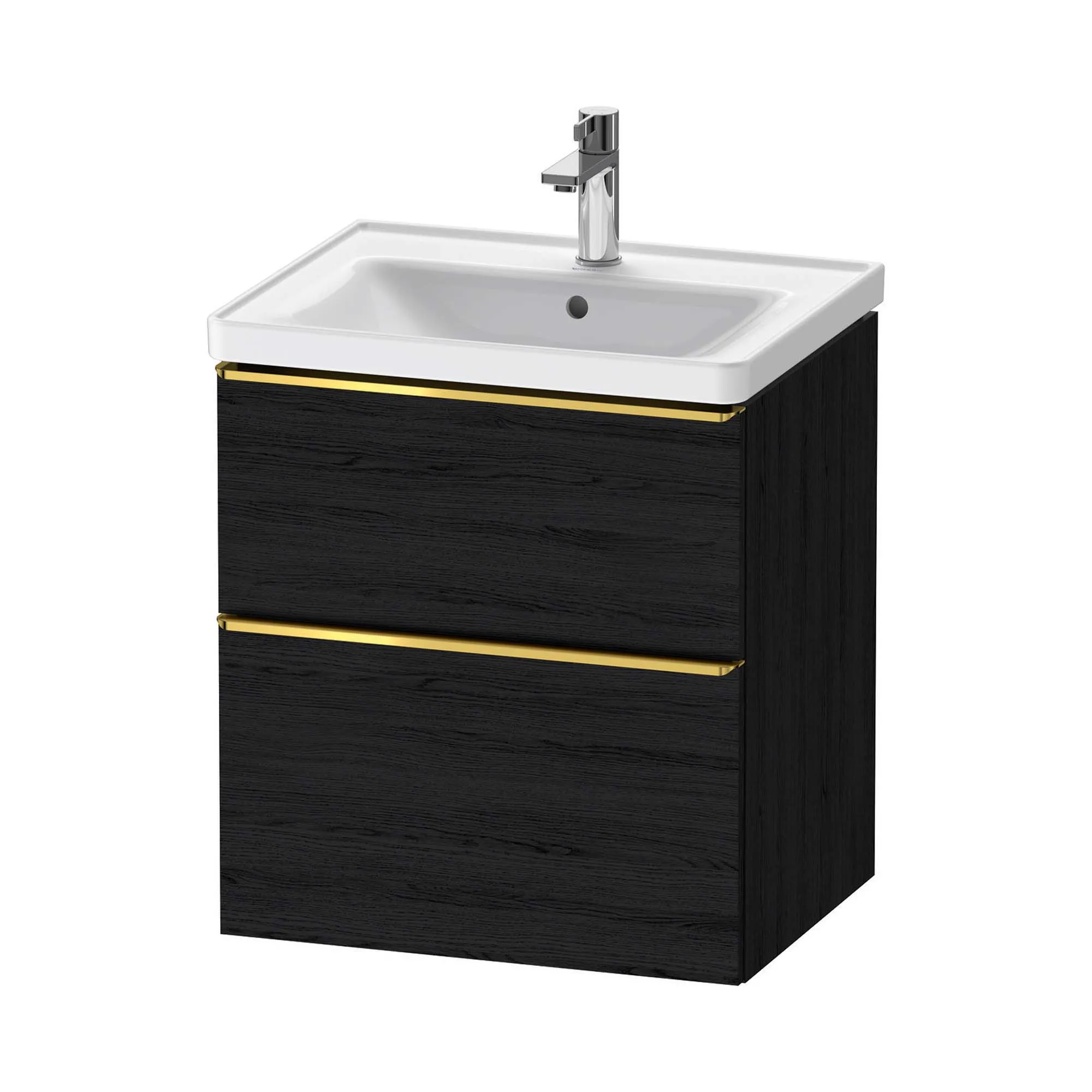 Duravit D-Neo Wall Mounted 2-Drawer Vanity Unit With Ceramic Basin - Black Oak