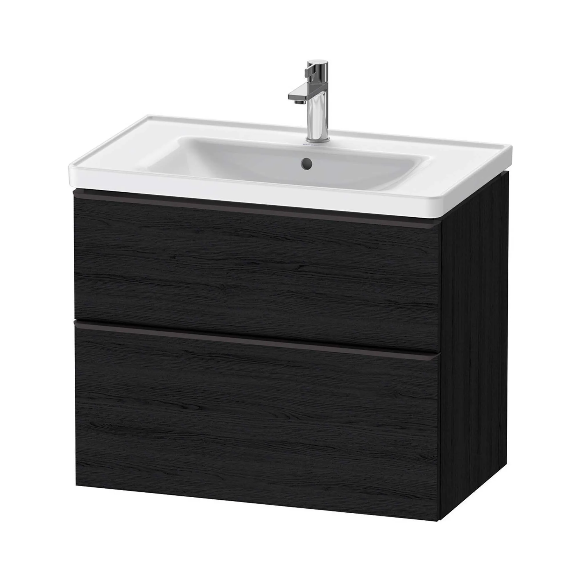 Duravit D-Neo Wall Mounted 2-Drawer Vanity Unit With Ceramic Basin - Black Oak