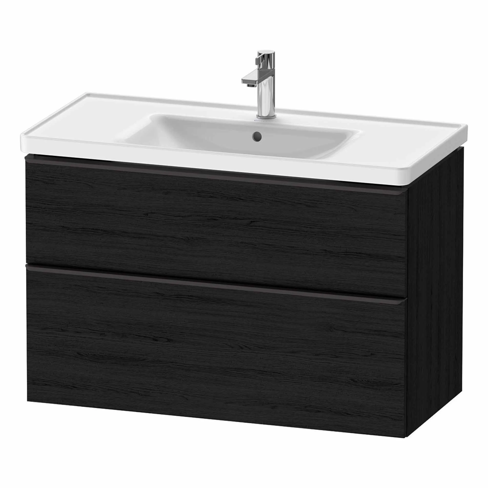Duravit D-Neo Wall Mounted 2-Drawer Vanity Unit With Ceramic Basin - Black Oak