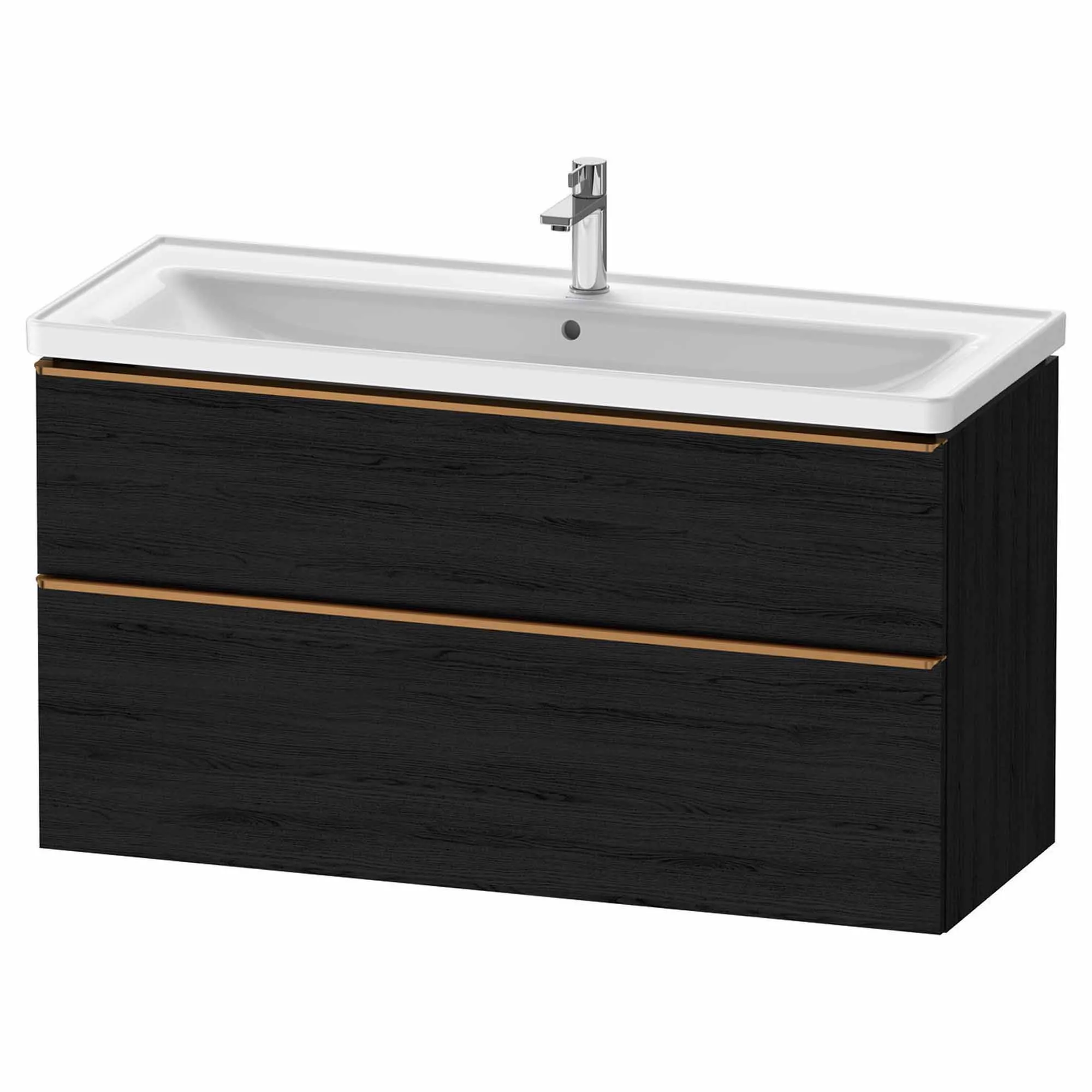 Duravit D-Neo Wall Mounted 2-Drawer Vanity Unit With Ceramic Basin - Black Oak