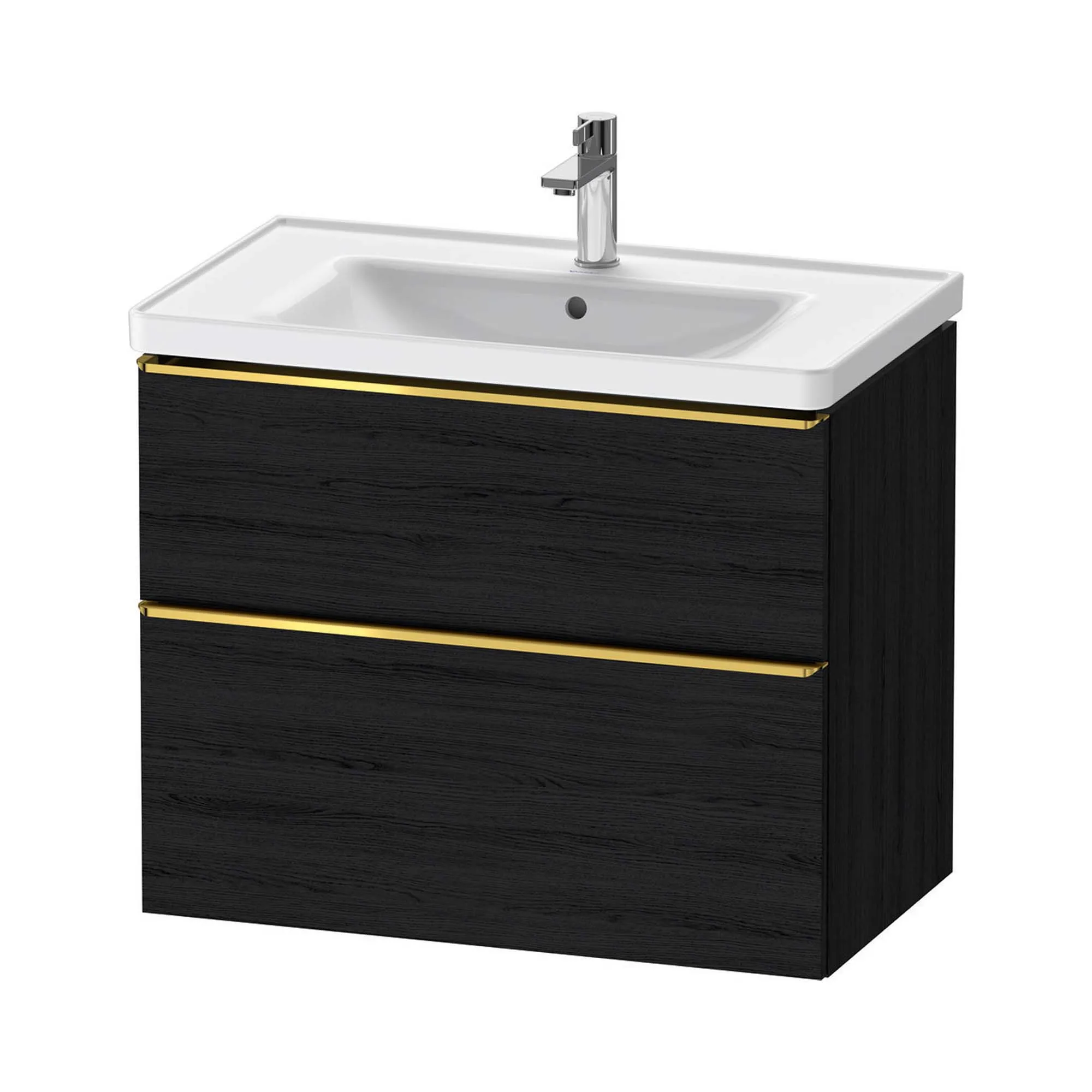 Duravit D-Neo Wall Mounted 2-Drawer Vanity Unit With Ceramic Basin - Black Oak