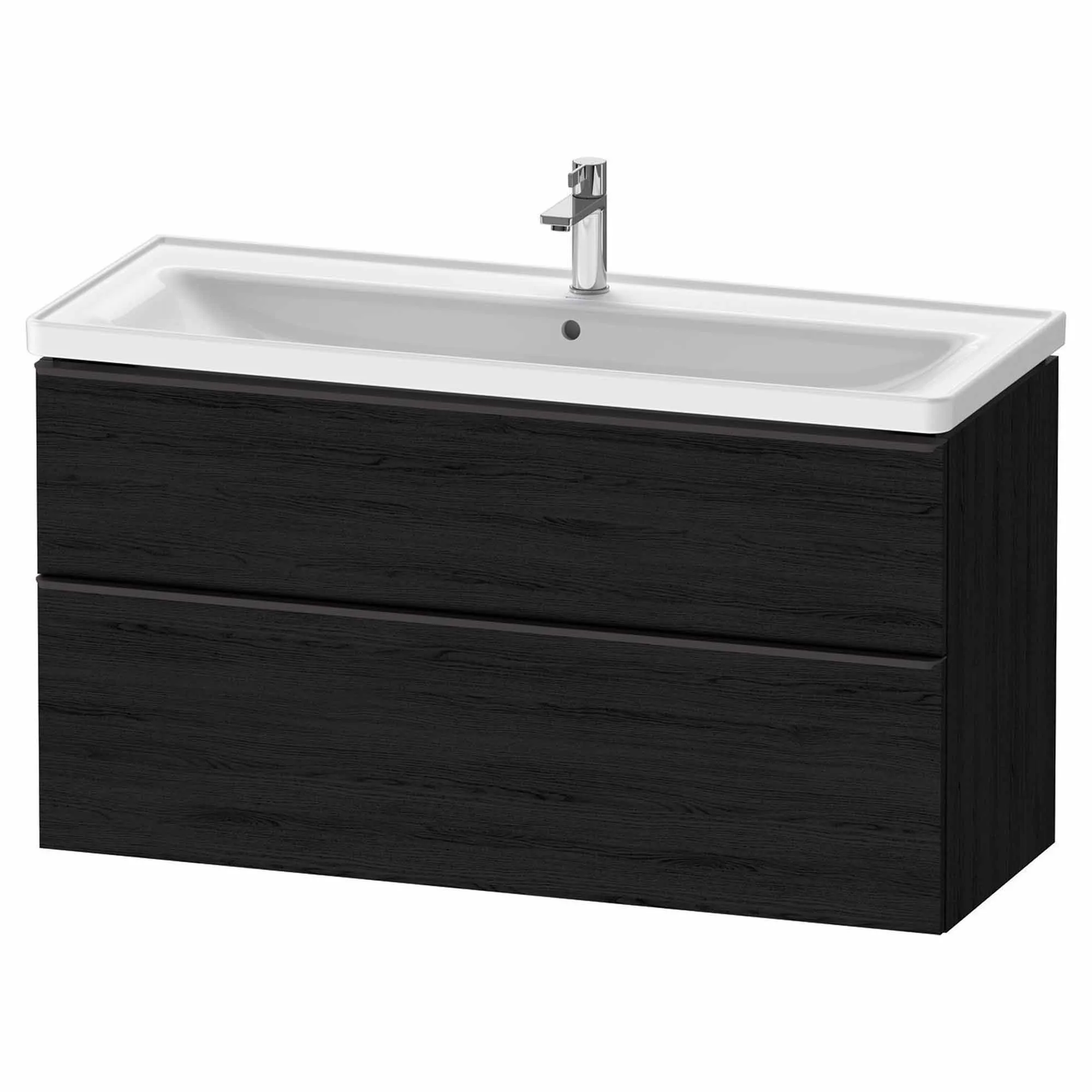 Duravit D-Neo Wall Mounted 2-Drawer Vanity Unit With Ceramic Basin - Black Oak