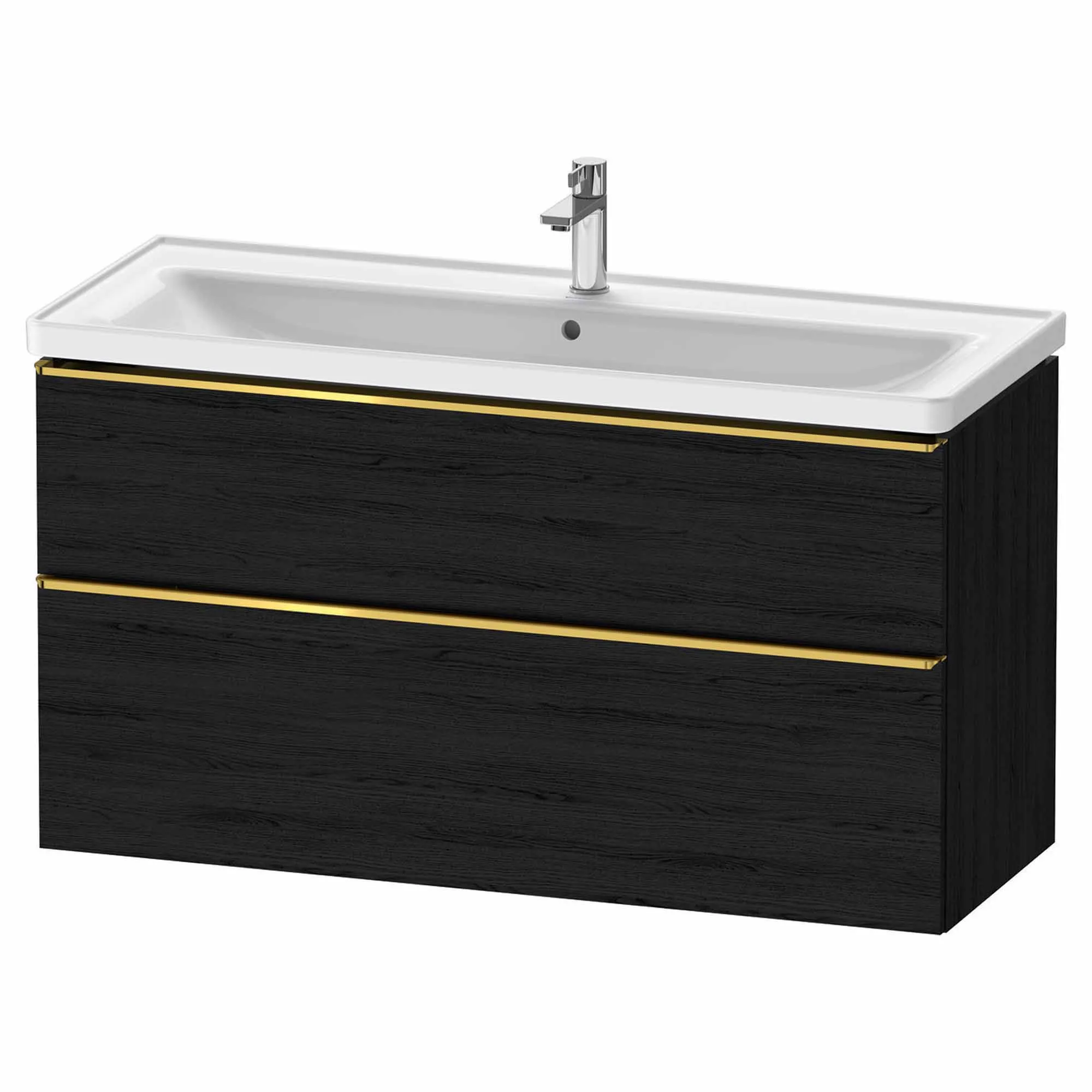 Duravit D-Neo Wall Mounted 2-Drawer Vanity Unit With Ceramic Basin - Black Oak