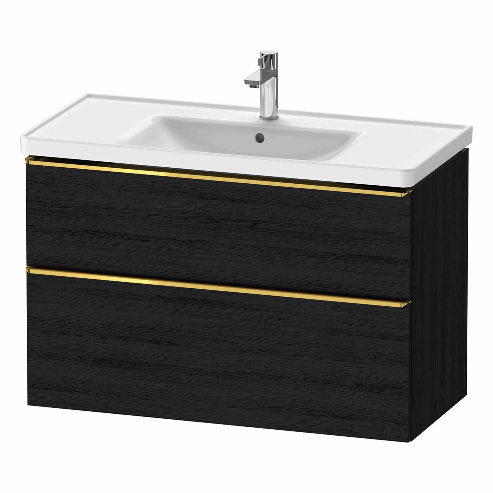 Duravit D-Neo Wall Mounted 2-Drawer Vanity Unit With Ceramic Basin - Black Oak
