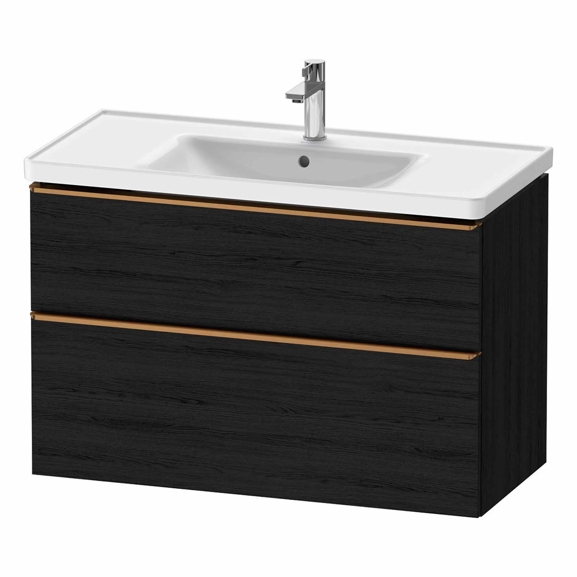 Duravit D-Neo Wall Mounted 2-Drawer Vanity Unit With Ceramic Basin - Black Oak