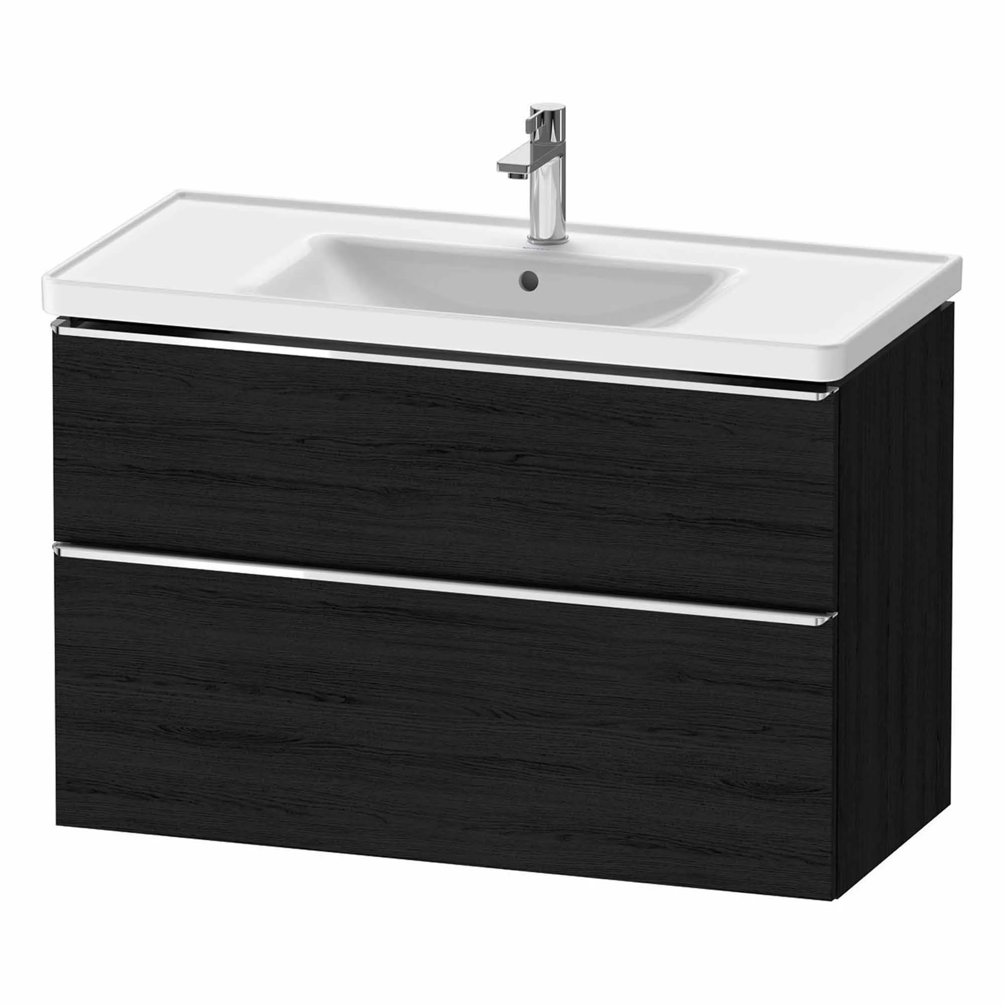Duravit D-Neo Wall Mounted 2-Drawer Vanity Unit With Ceramic Basin - Black Oak