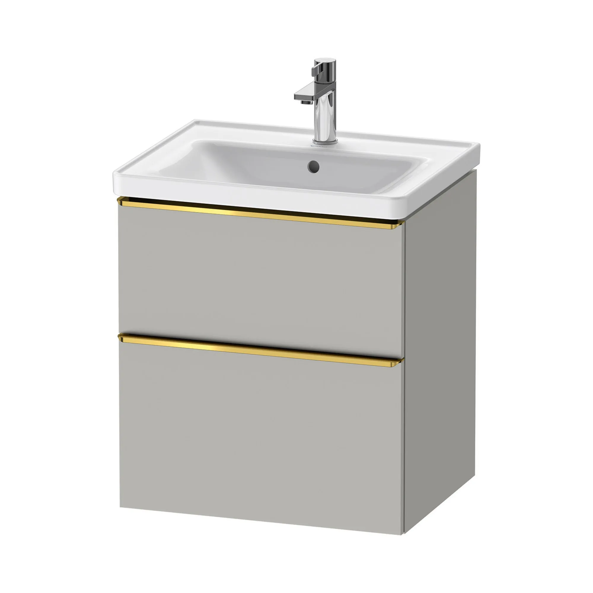 Duravit D-Neo Wall Mounted 2-Drawer Vanity Unit With Ceramic Basin - Concrete Grey