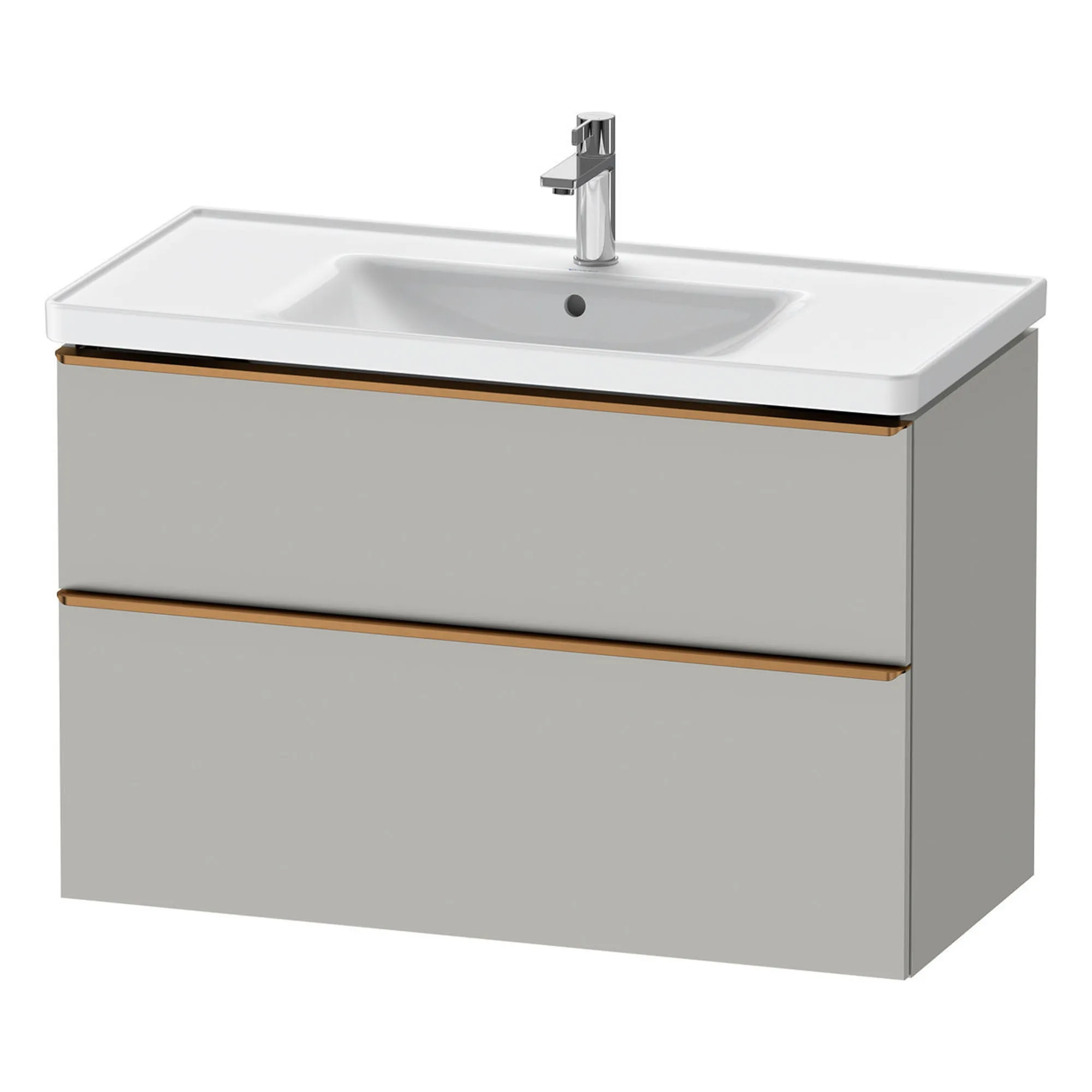 Duravit D-Neo Wall Mounted 2-Drawer Vanity Unit With Ceramic Basin - Concrete Grey