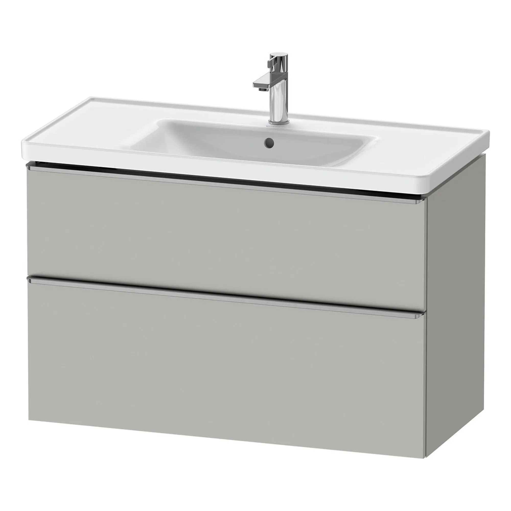Duravit D-Neo Wall Mounted 2-Drawer Vanity Unit With Ceramic Basin - Concrete Grey
