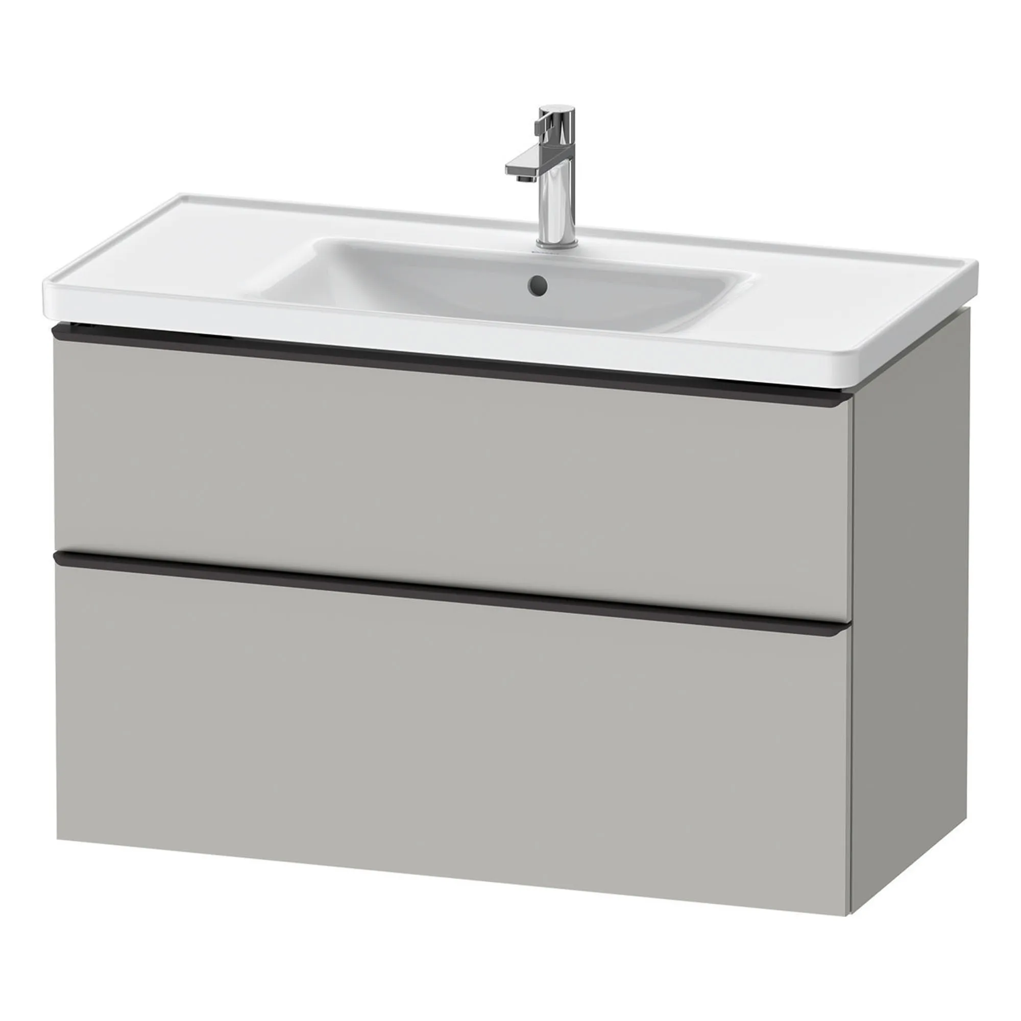Duravit D-Neo Wall Mounted 2-Drawer Vanity Unit With Ceramic Basin - Concrete Grey