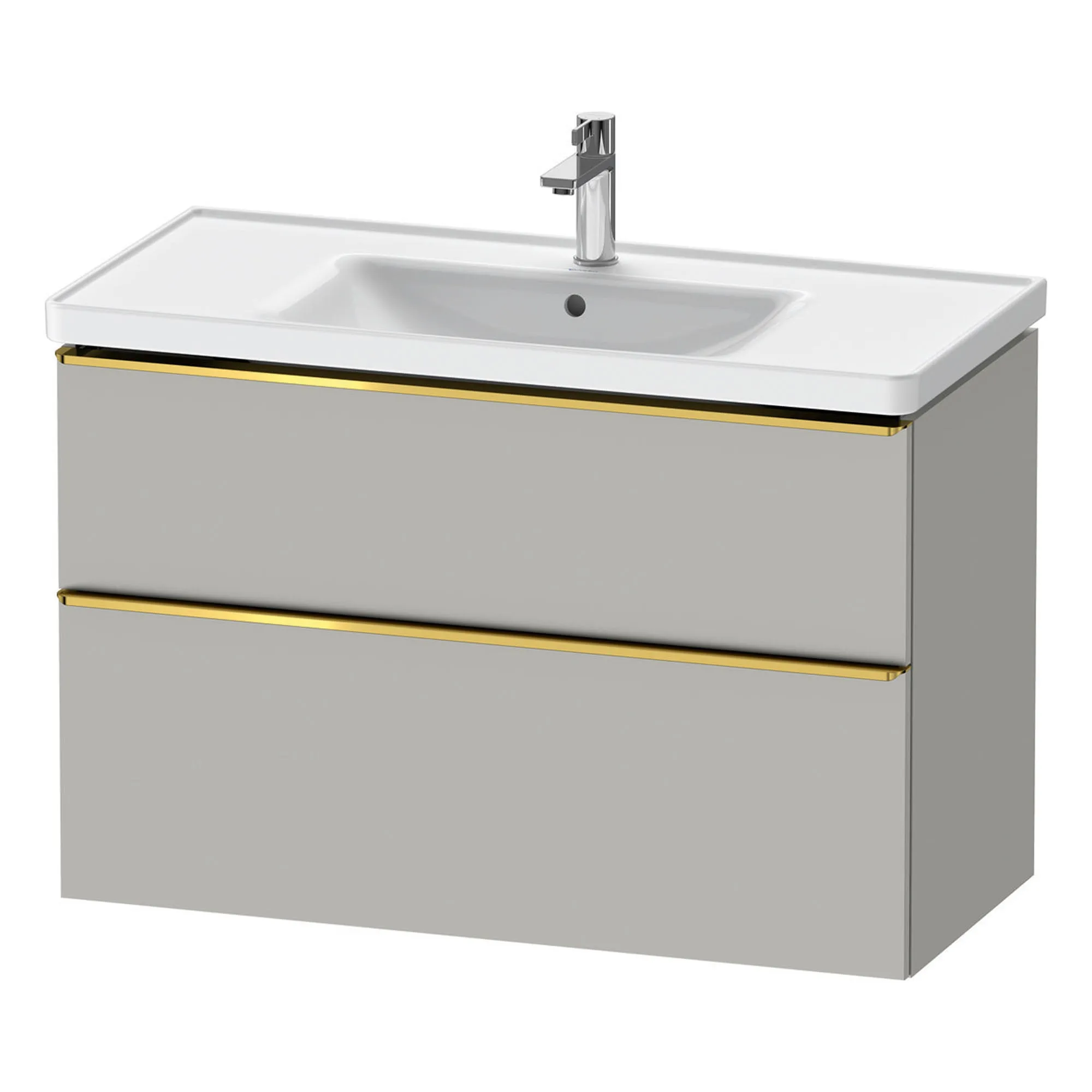 Duravit D-Neo Wall Mounted 2-Drawer Vanity Unit With Ceramic Basin - Concrete Grey