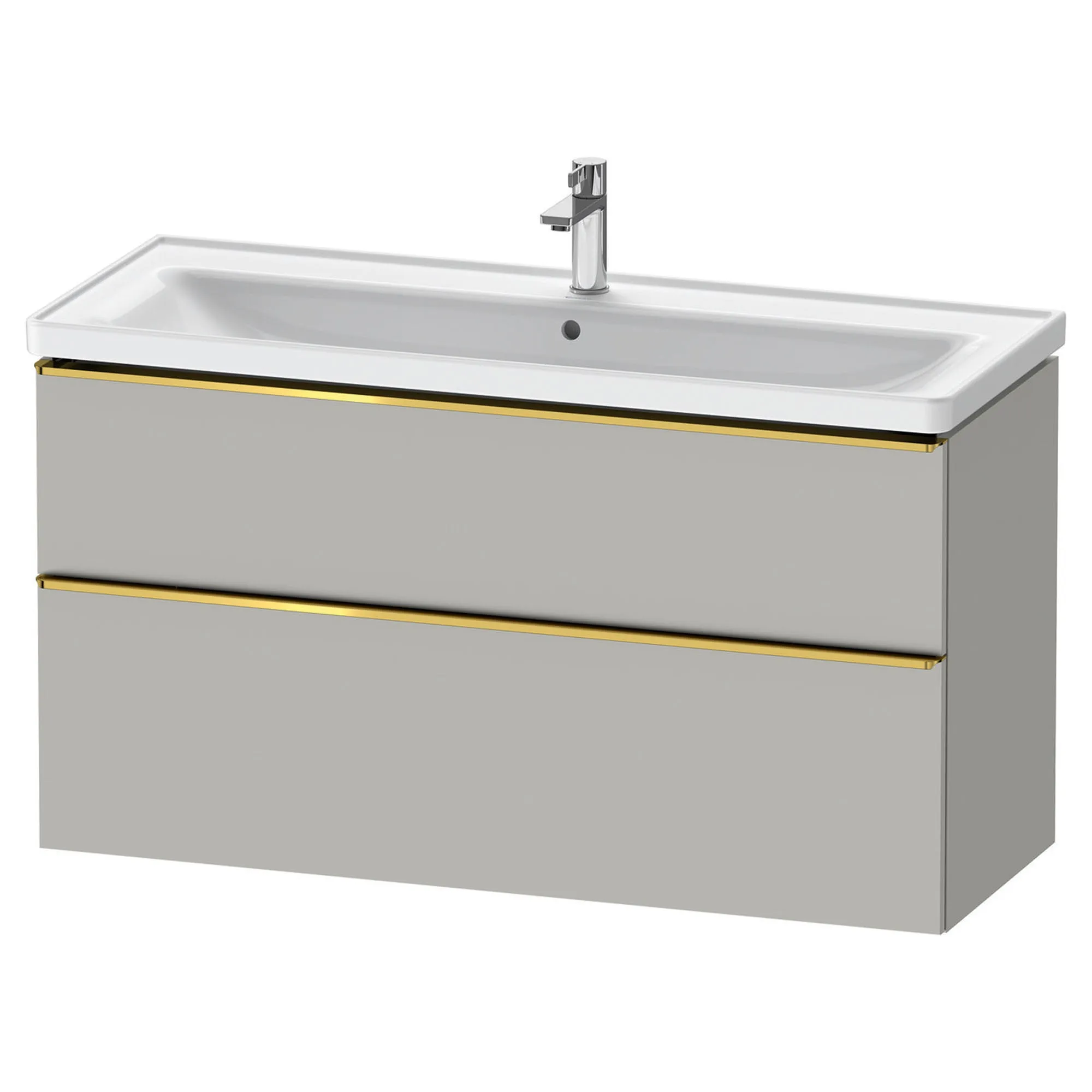 Duravit D-Neo Wall Mounted 2-Drawer Vanity Unit With Ceramic Basin - Concrete Grey