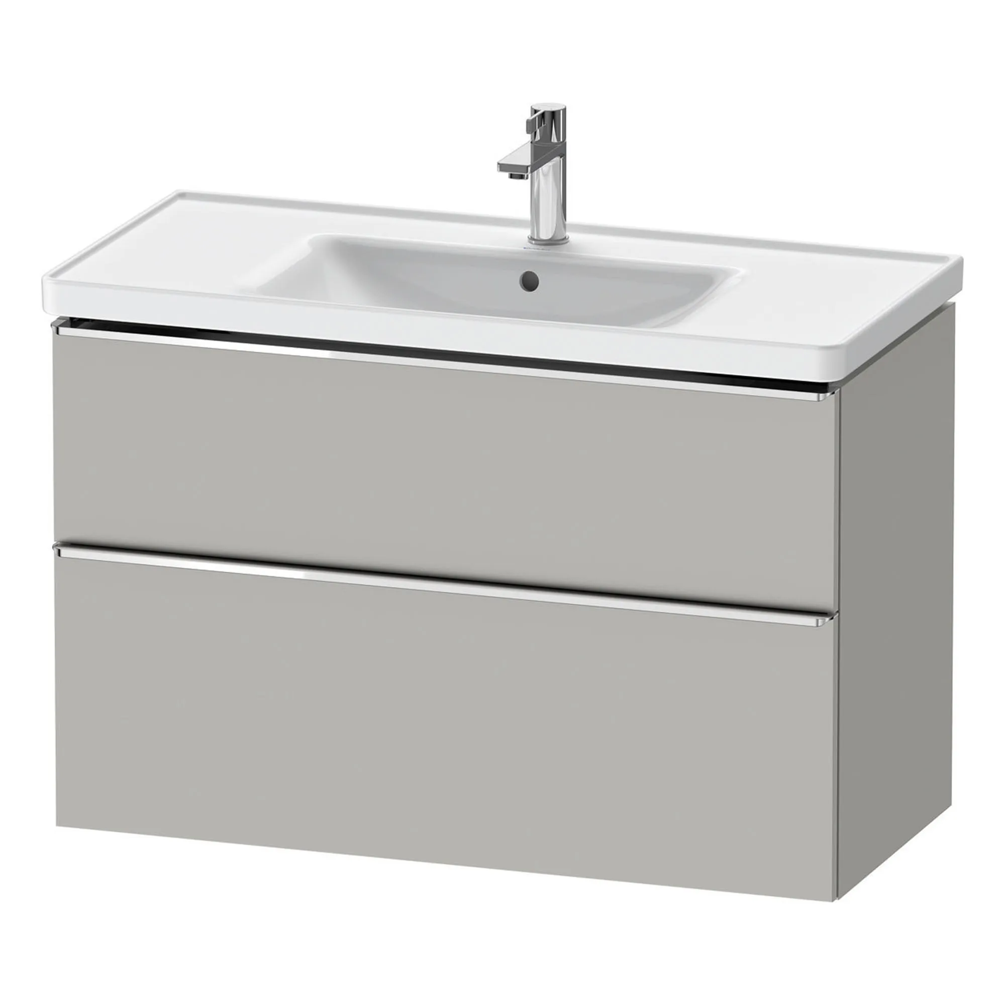 Duravit D-Neo Wall Mounted 2-Drawer Vanity Unit With Ceramic Basin - Concrete Grey