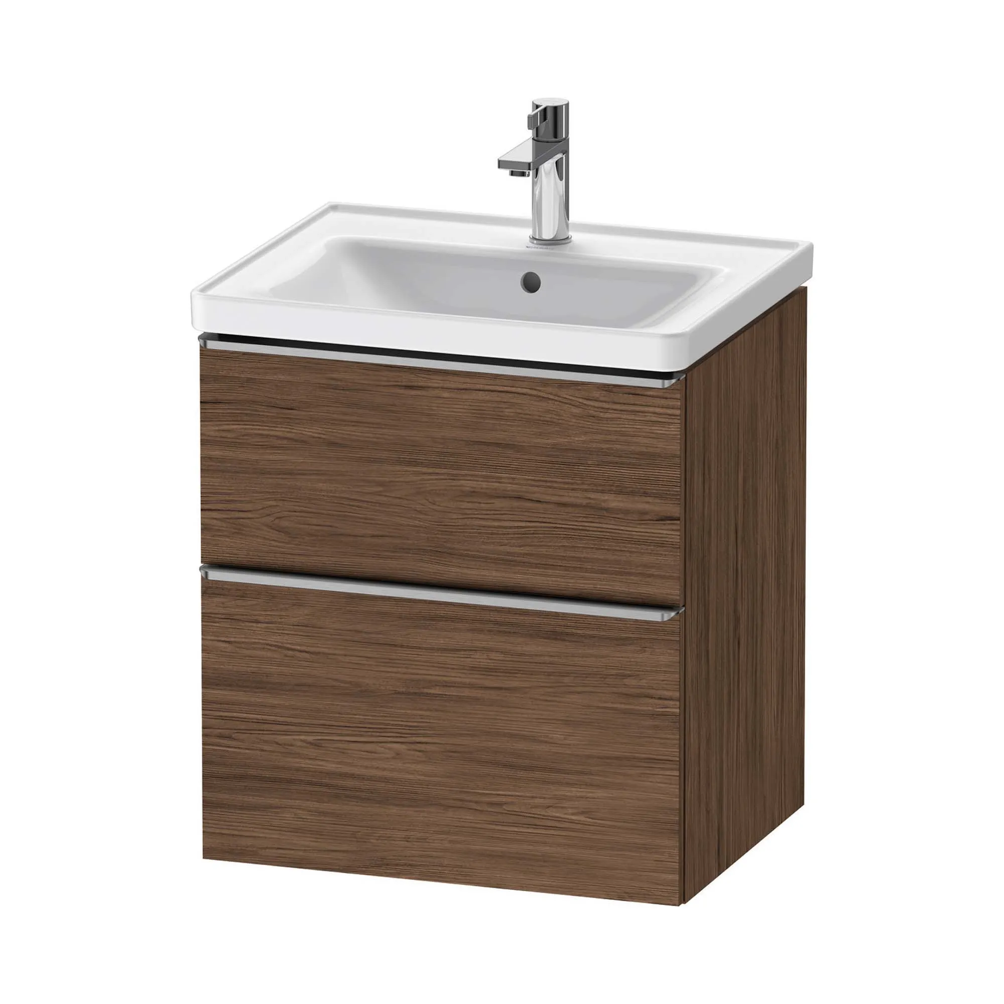 Duravit D-Neo Wall Mounted 2-Drawer Vanity Unit With Ceramic Basin - Dark Walnut
