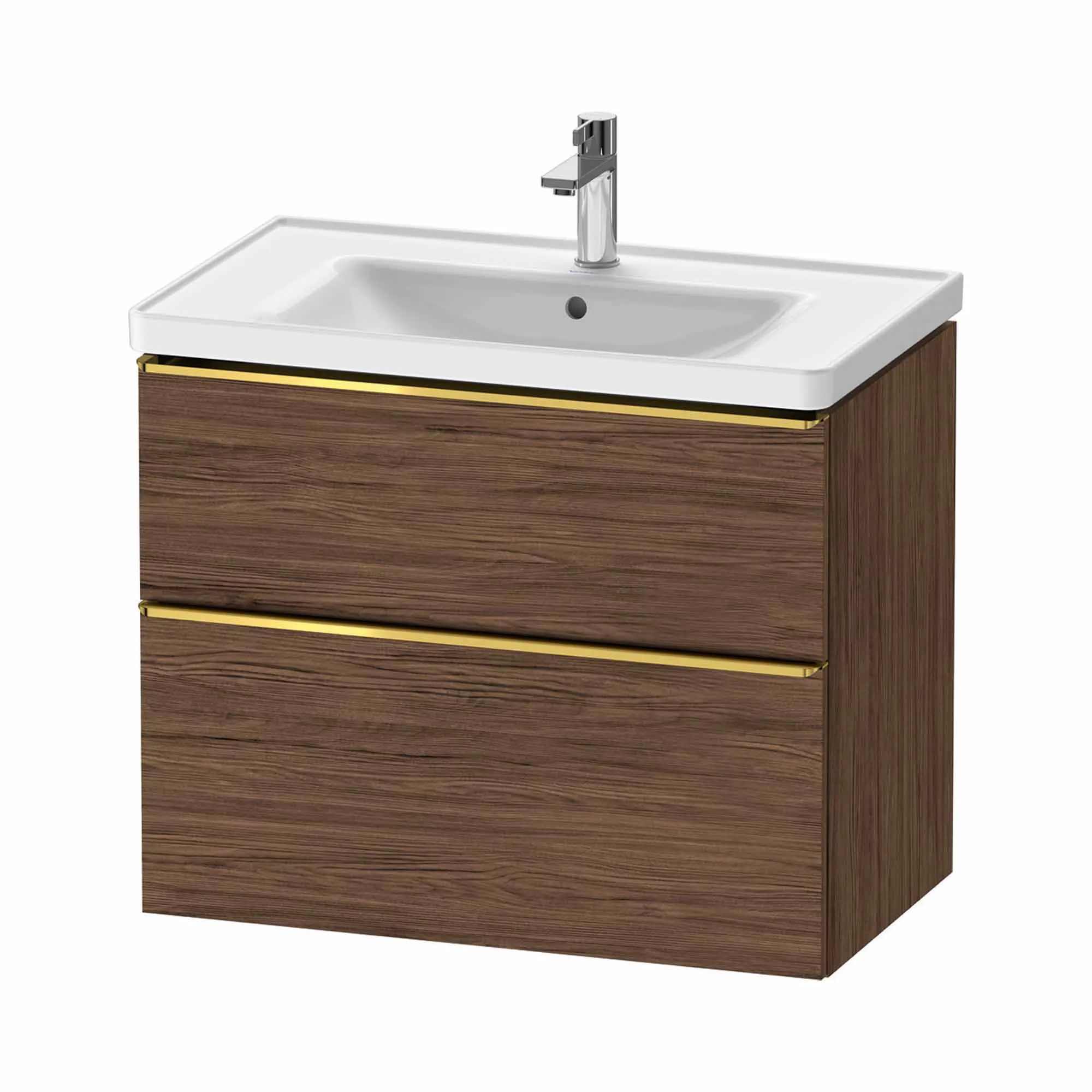 Duravit D-Neo Wall Mounted 2-Drawer Vanity Unit With Ceramic Basin - Dark Walnut