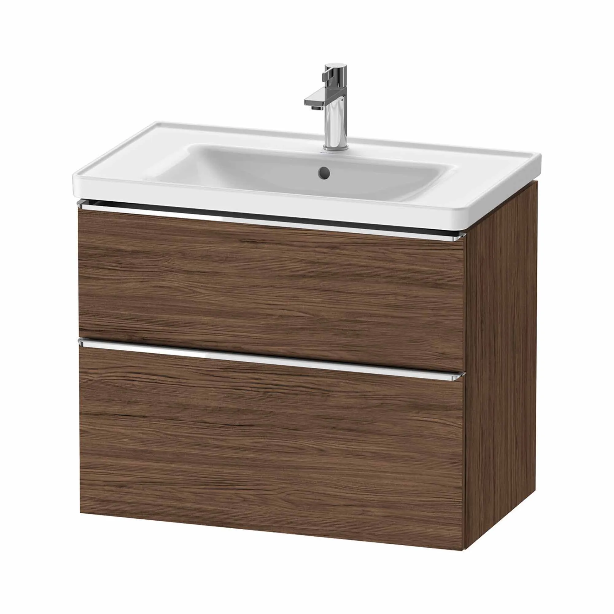 Duravit D-Neo Wall Mounted 2-Drawer Vanity Unit With Ceramic Basin - Dark Walnut