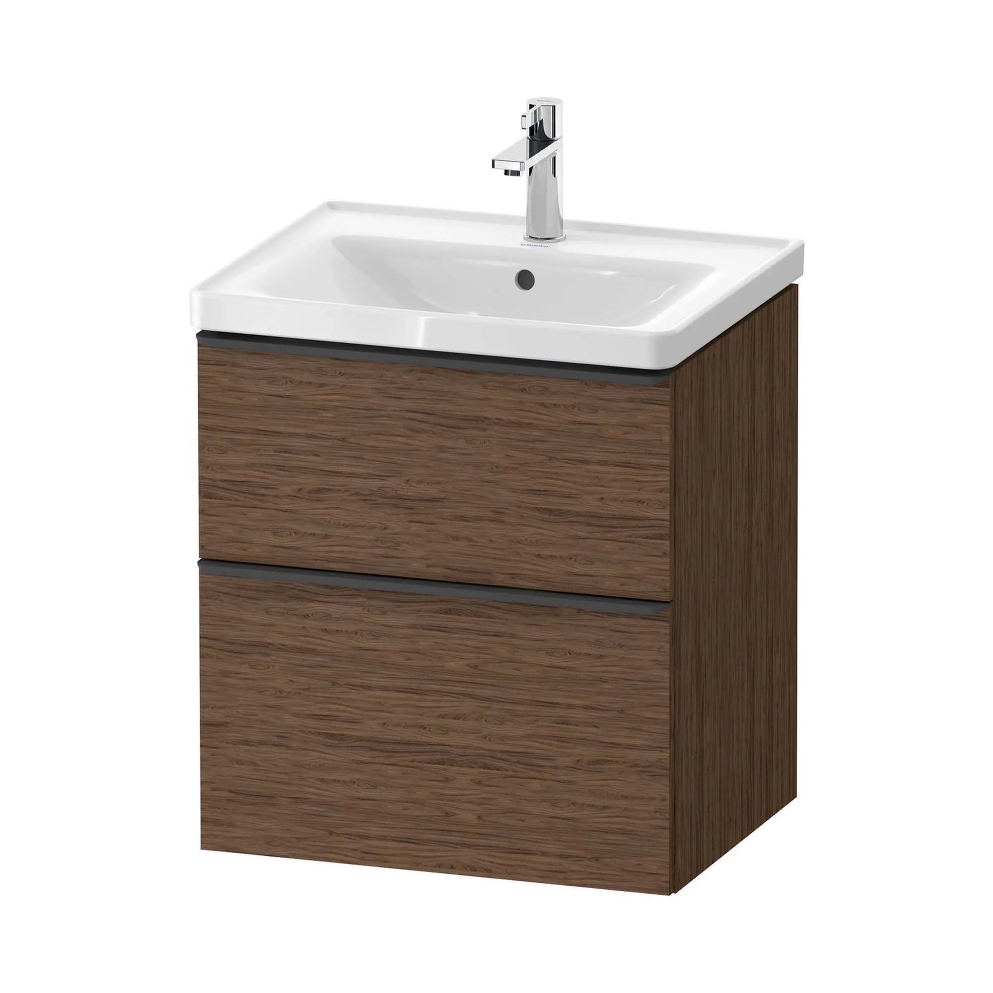 Duravit D-Neo Wall Mounted 2-Drawer Vanity Unit With Ceramic Basin - Dark Walnut
