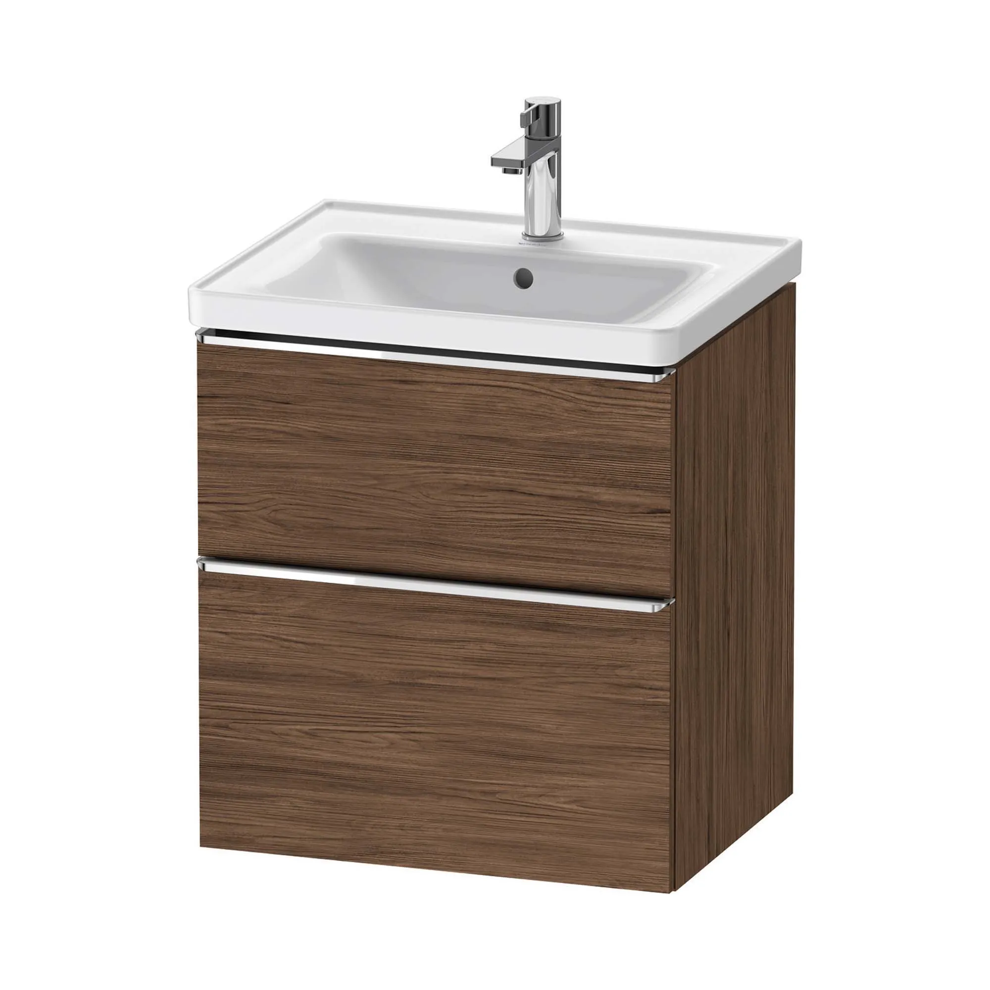 Duravit D-Neo Wall Mounted 2-Drawer Vanity Unit With Ceramic Basin - Dark Walnut