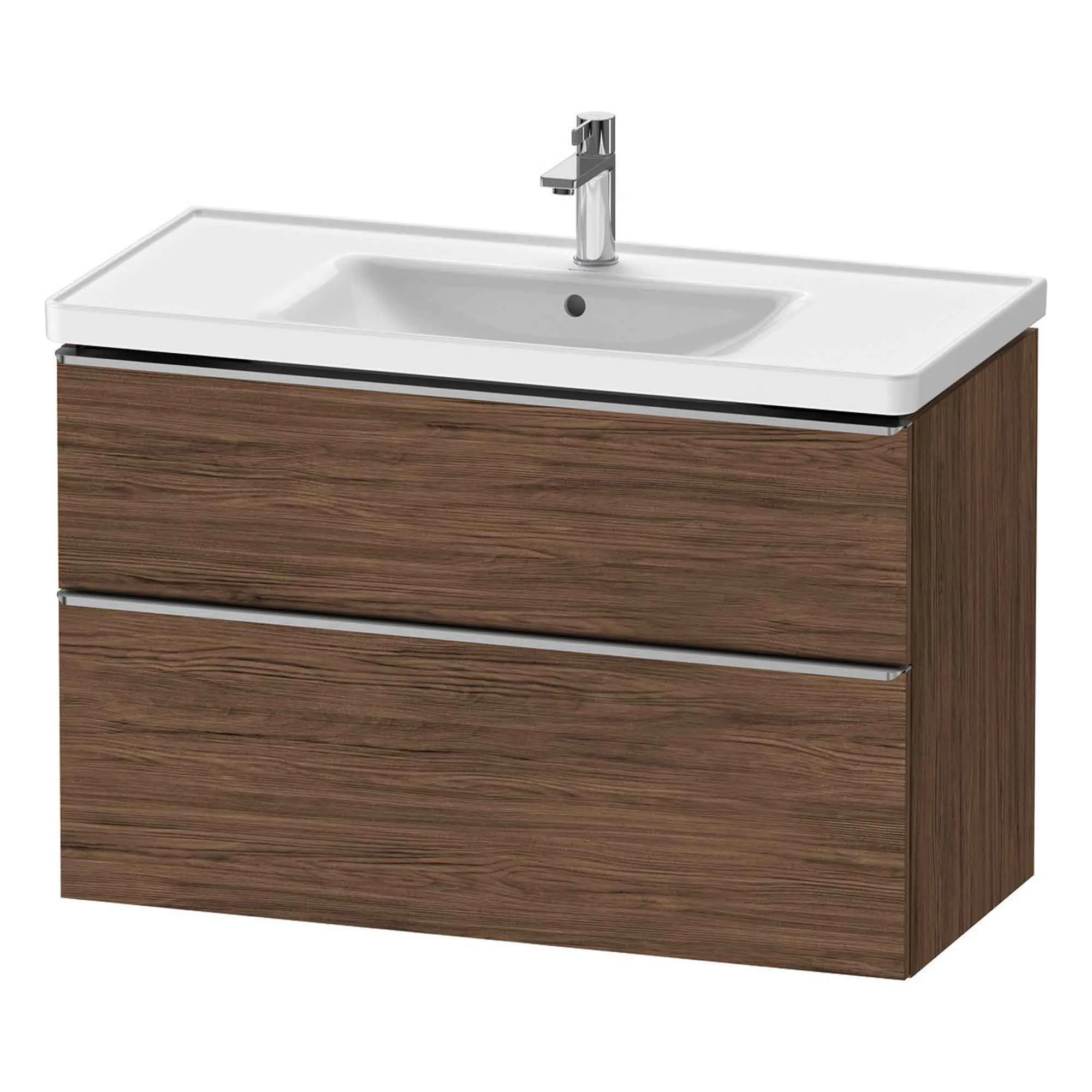Duravit D-Neo Wall Mounted 2-Drawer Vanity Unit With Ceramic Basin - Dark Walnut