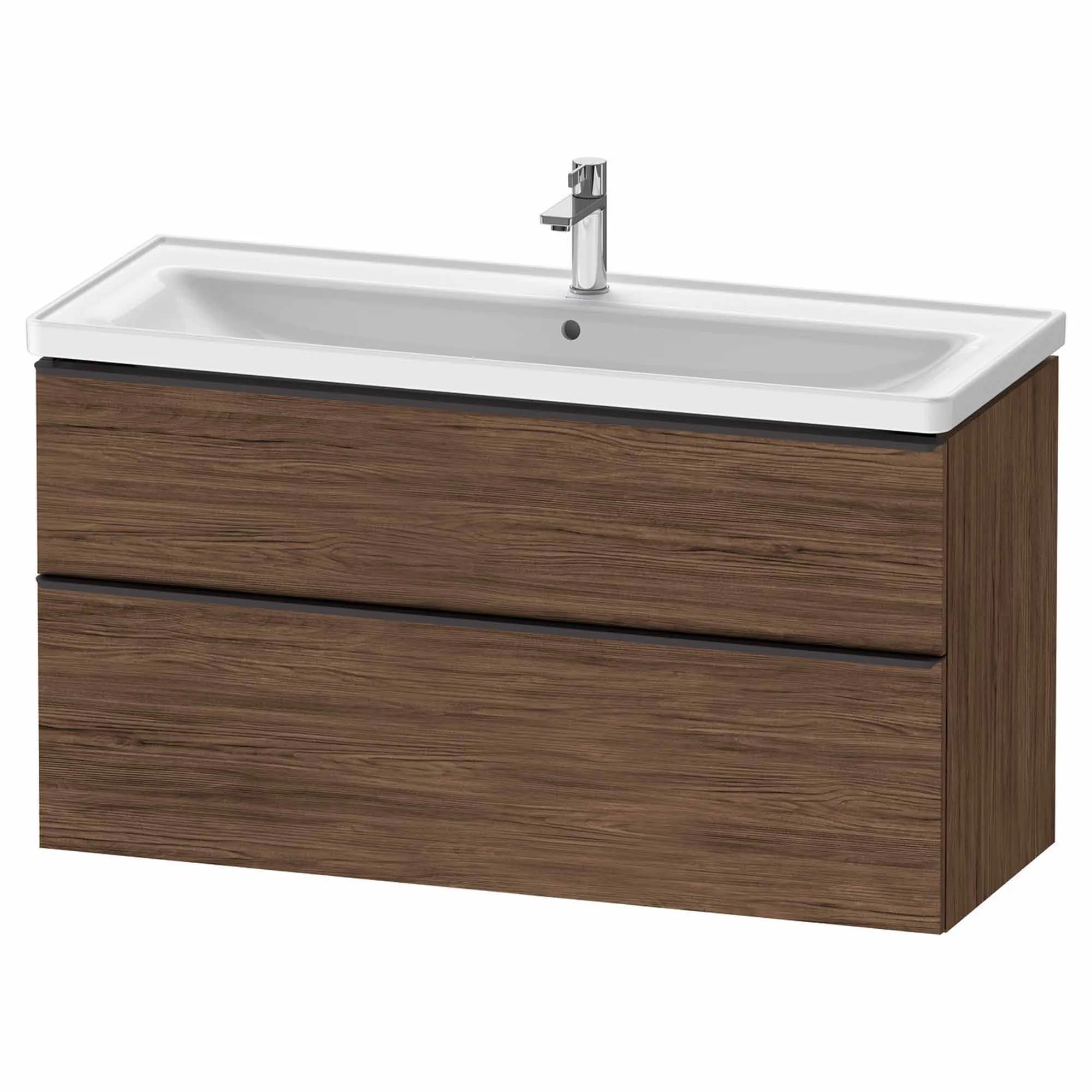 Duravit D-Neo Wall Mounted 2-Drawer Vanity Unit With Ceramic Basin - Dark Walnut