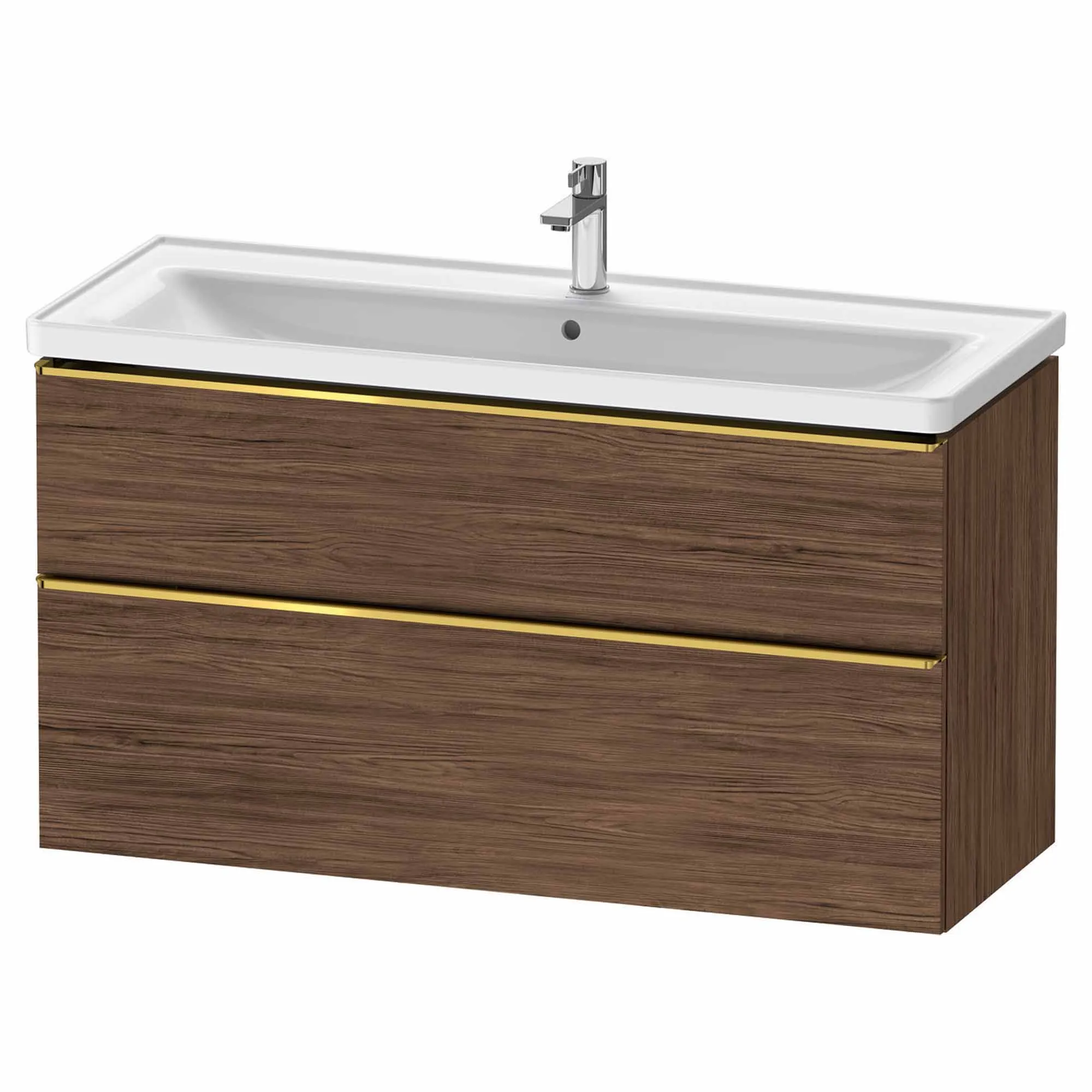 Duravit D-Neo Wall Mounted 2-Drawer Vanity Unit With Ceramic Basin - Dark Walnut