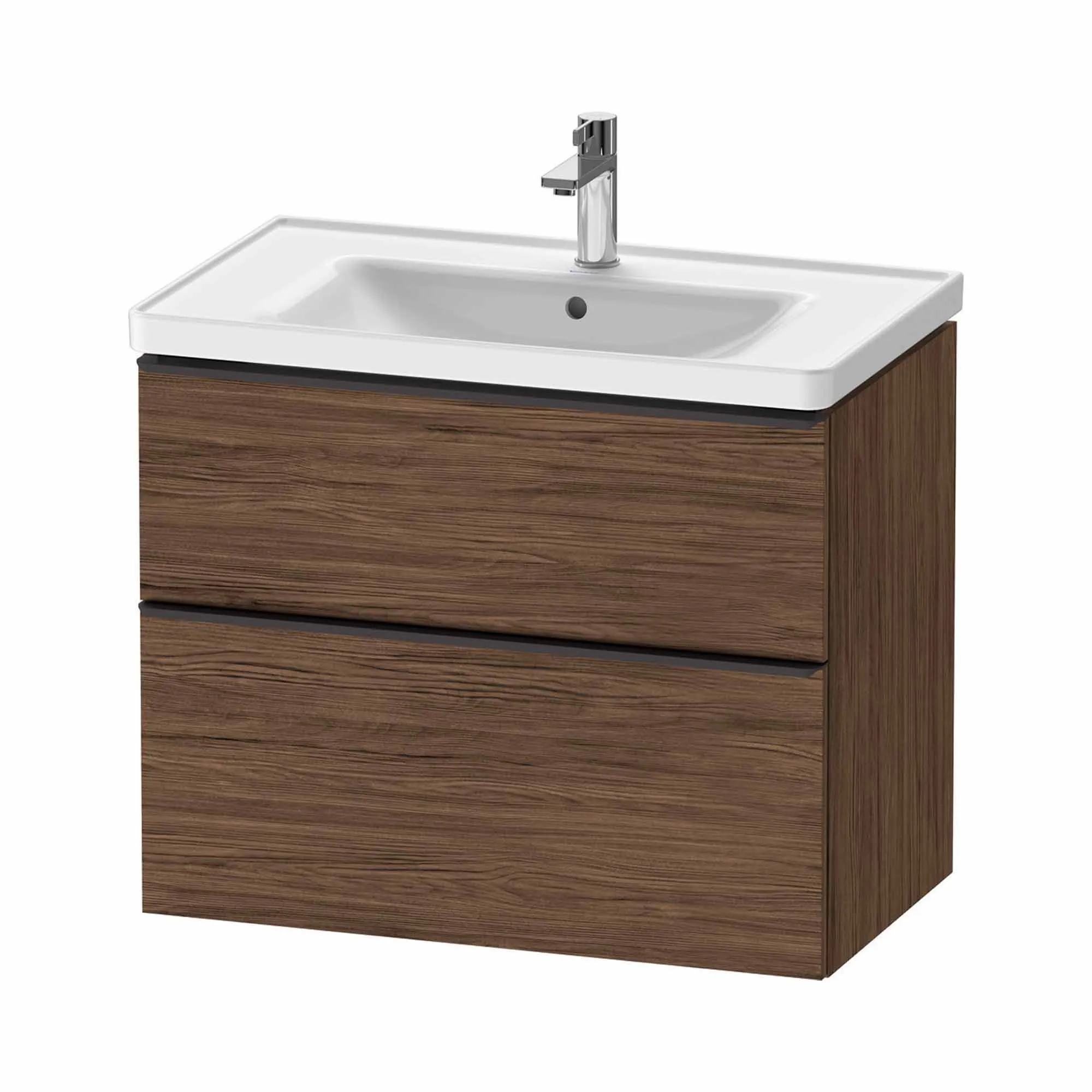 Duravit D-Neo Wall Mounted 2-Drawer Vanity Unit With Ceramic Basin - Dark Walnut