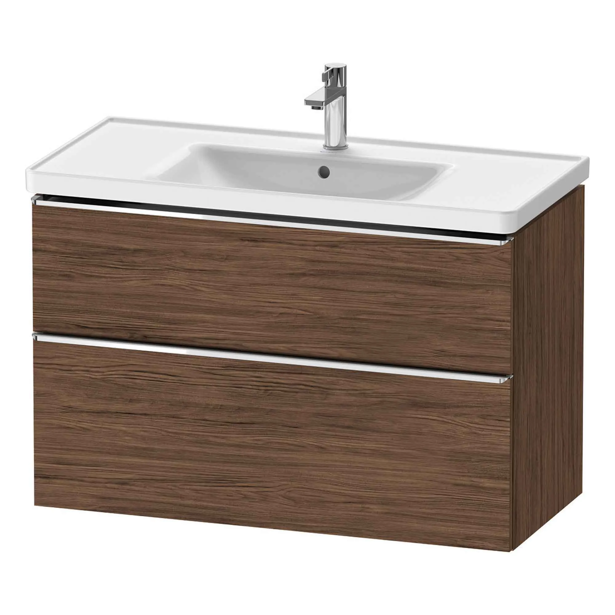 Duravit D-Neo Wall Mounted 2-Drawer Vanity Unit With Ceramic Basin - Dark Walnut