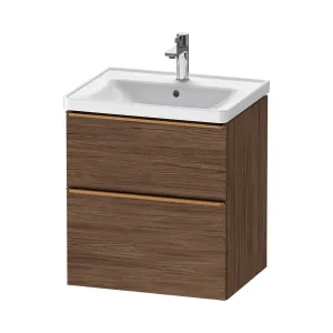 Duravit D-Neo Wall Mounted 2-Drawer Vanity Unit With Ceramic Basin - Dark Walnut