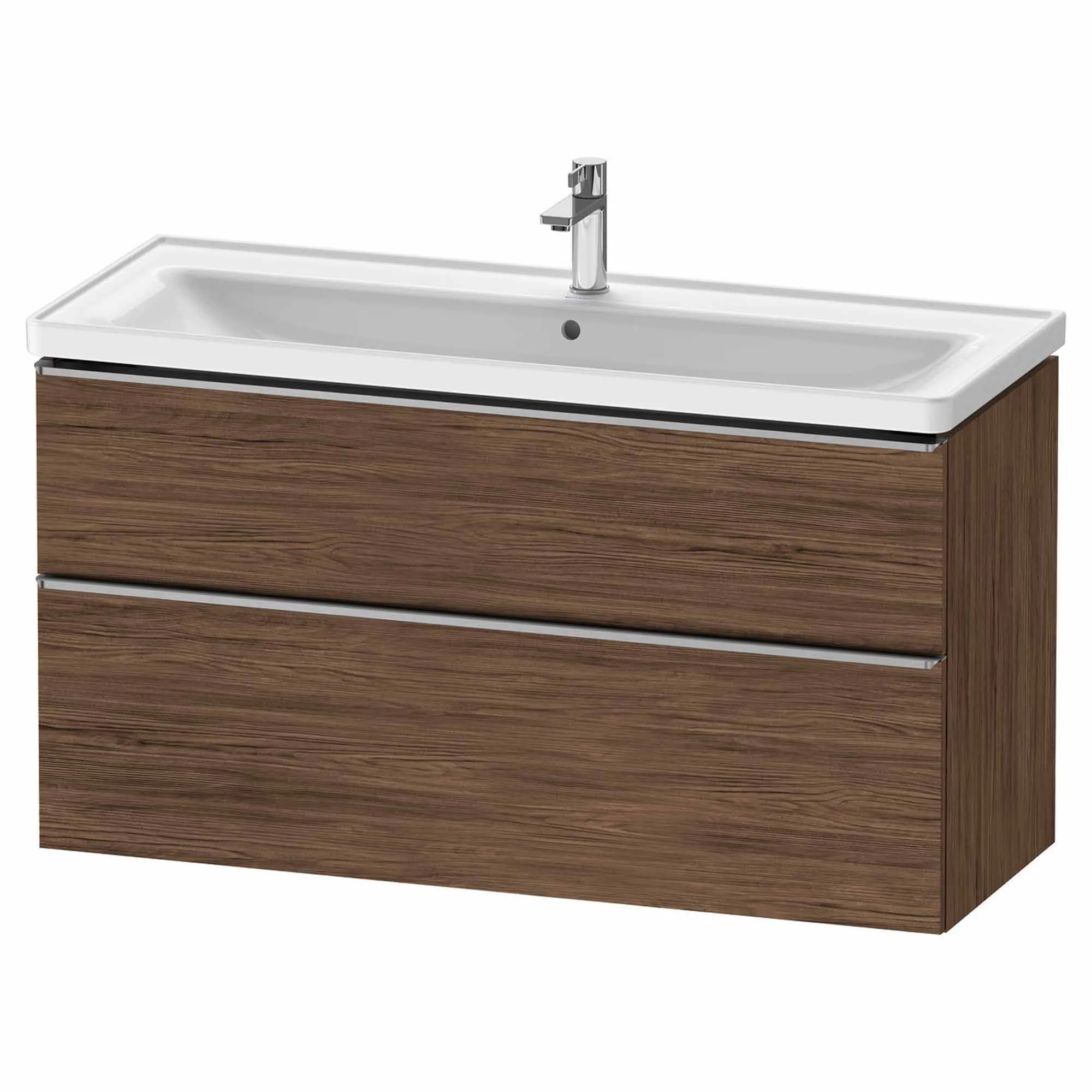 Duravit D-Neo Wall Mounted 2-Drawer Vanity Unit With Ceramic Basin - Dark Walnut