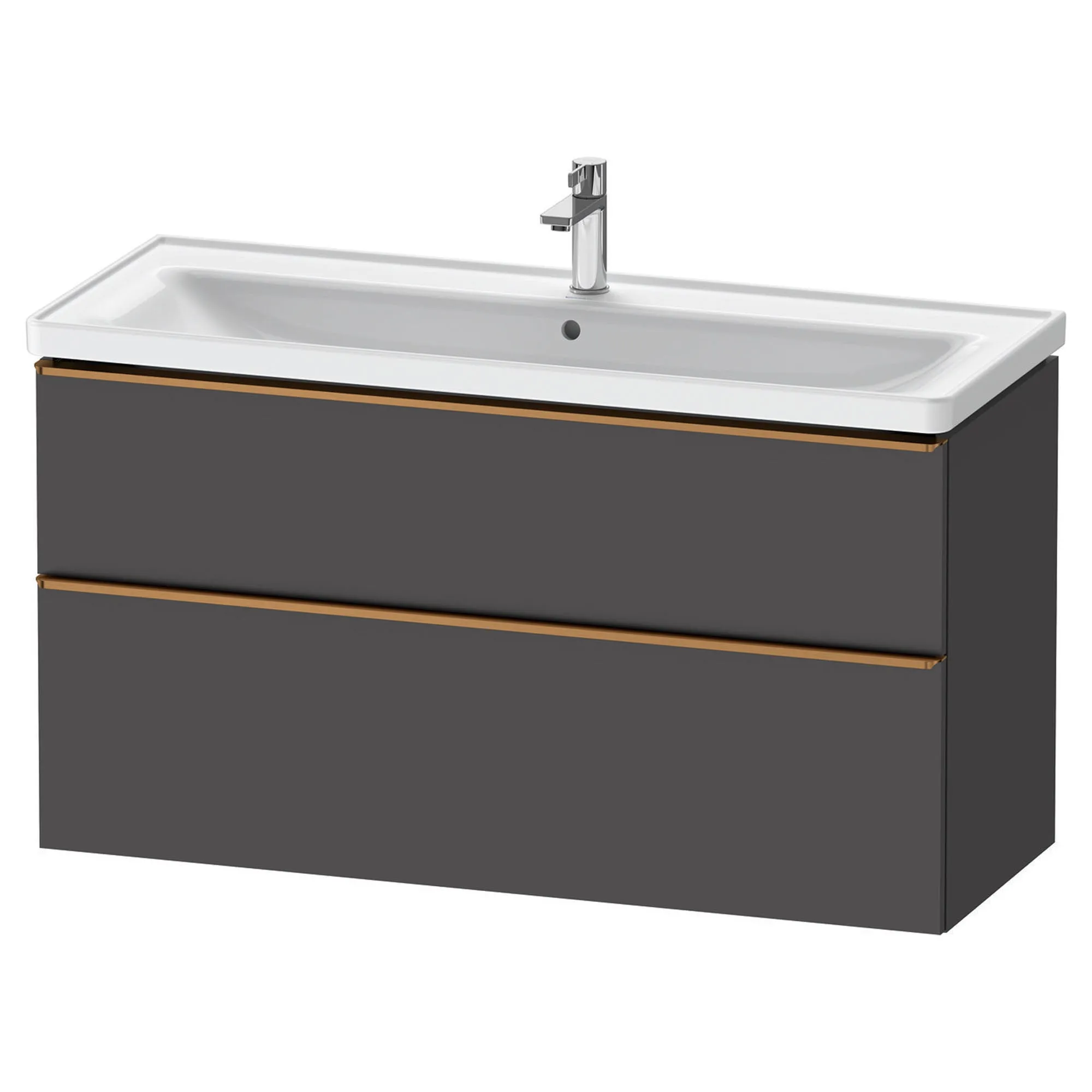 Duravit D-Neo Wall Mounted 2-Drawer Vanity Unit With Ceramic Basin - Matt Graphite