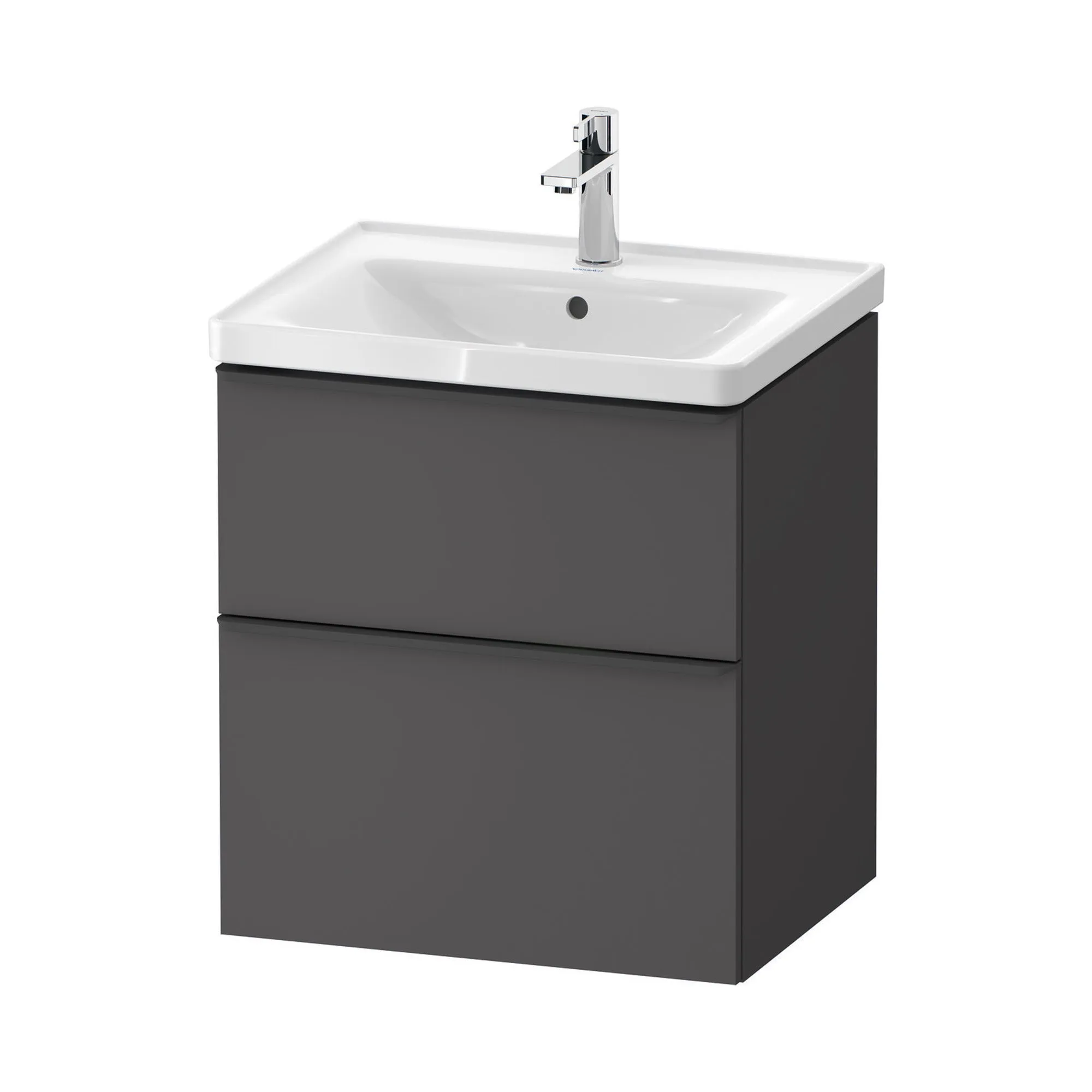 Duravit D-Neo Wall Mounted 2-Drawer Vanity Unit With Ceramic Basin - Matt Graphite