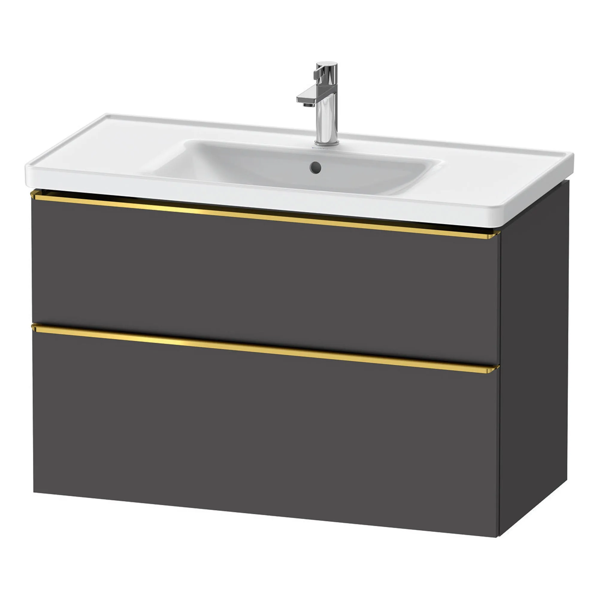 Duravit D-Neo Wall Mounted 2-Drawer Vanity Unit With Ceramic Basin - Matt Graphite