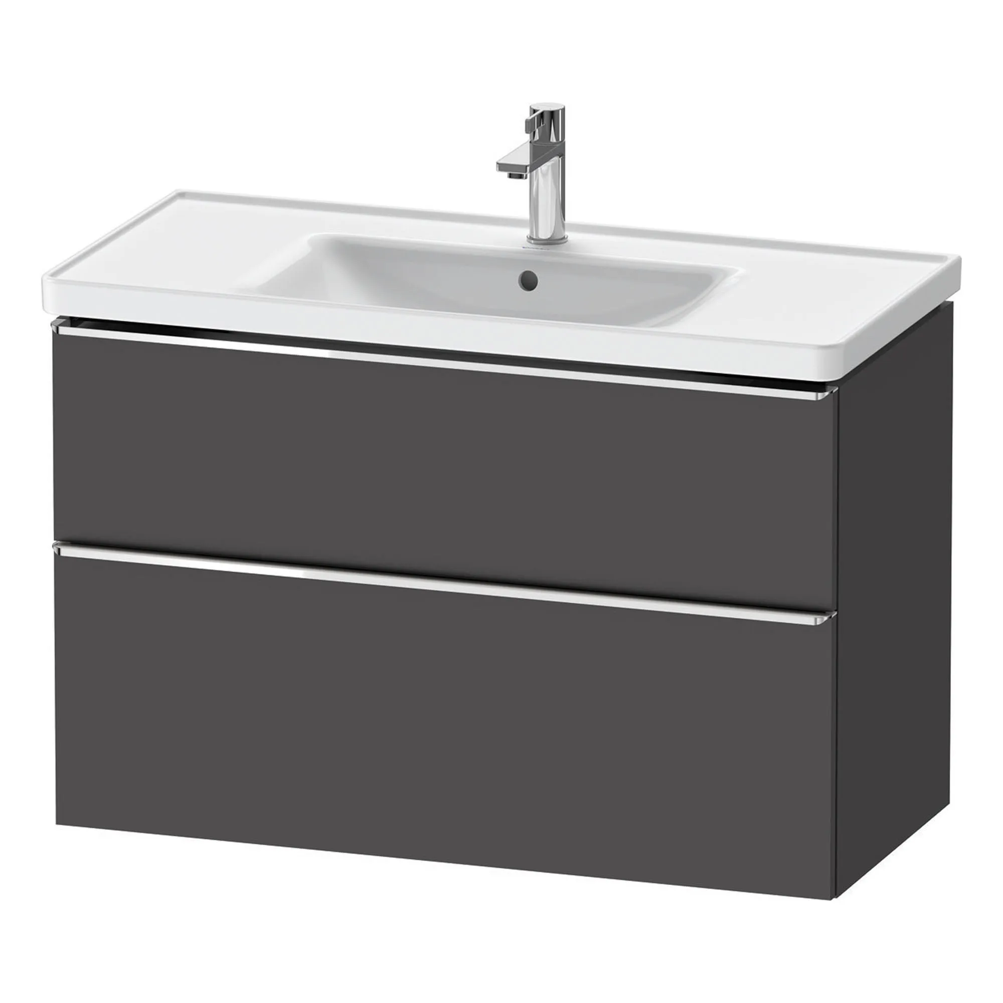 Duravit D-Neo Wall Mounted 2-Drawer Vanity Unit With Ceramic Basin - Matt Graphite