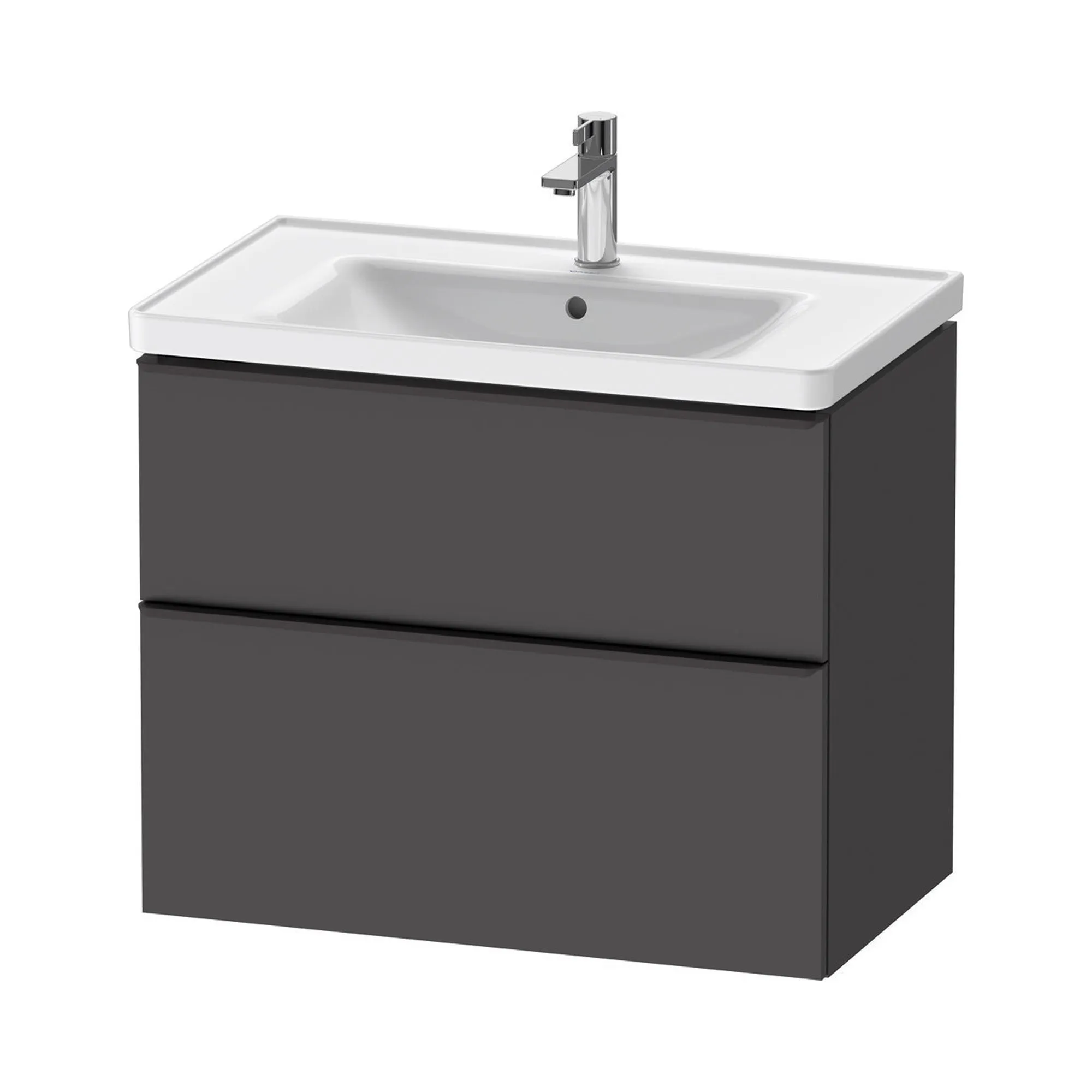 Duravit D-Neo Wall Mounted 2-Drawer Vanity Unit With Ceramic Basin - Matt Graphite
