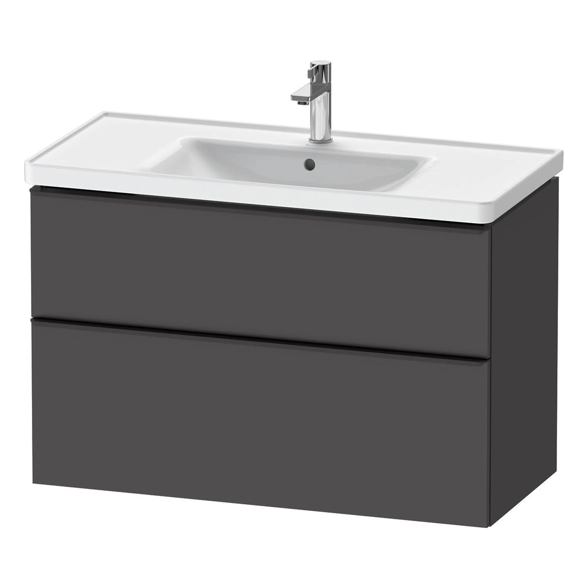 Duravit D-Neo Wall Mounted 2-Drawer Vanity Unit With Ceramic Basin - Matt Graphite