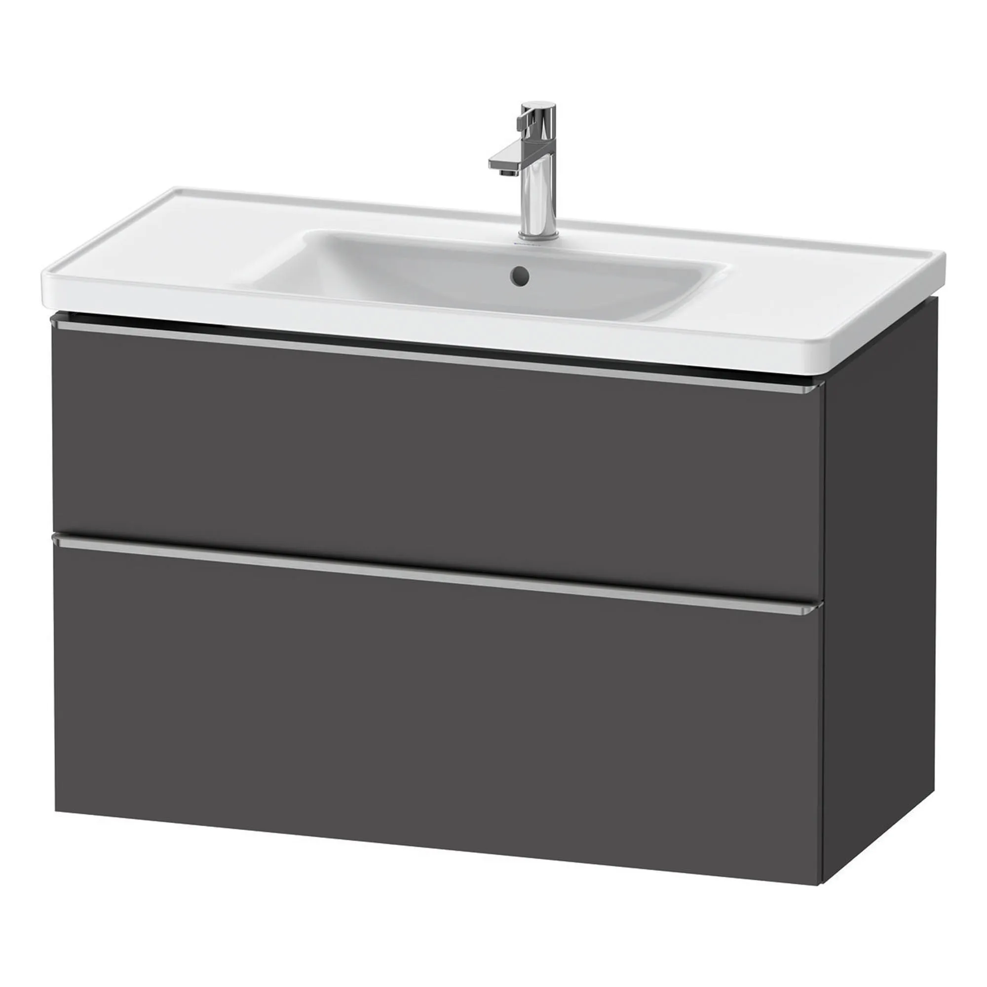 Duravit D-Neo Wall Mounted 2-Drawer Vanity Unit With Ceramic Basin - Matt Graphite
