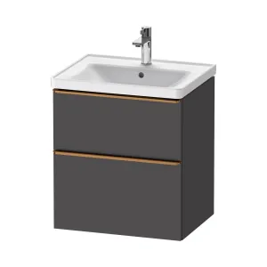 Duravit D-Neo Wall Mounted 2-Drawer Vanity Unit With Ceramic Basin - Matt Graphite