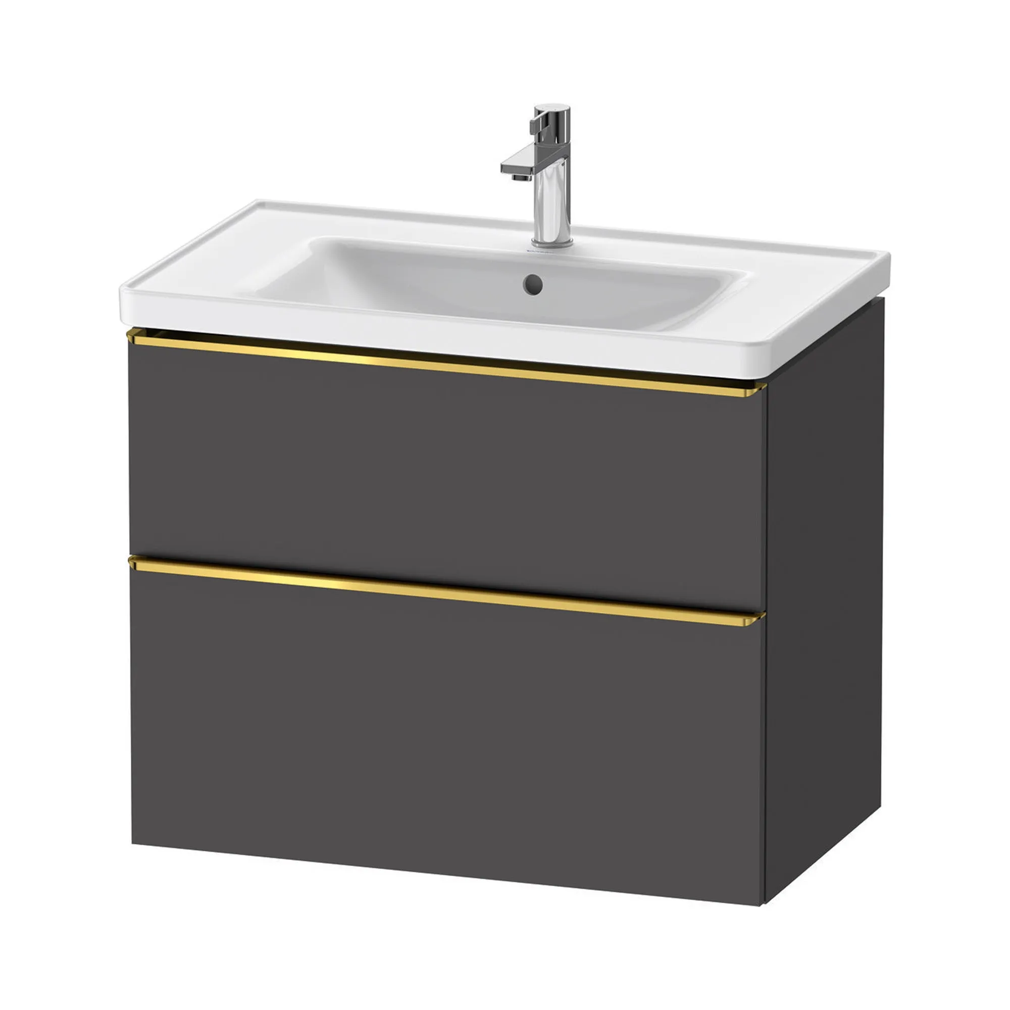 Duravit D-Neo Wall Mounted 2-Drawer Vanity Unit With Ceramic Basin - Matt Graphite