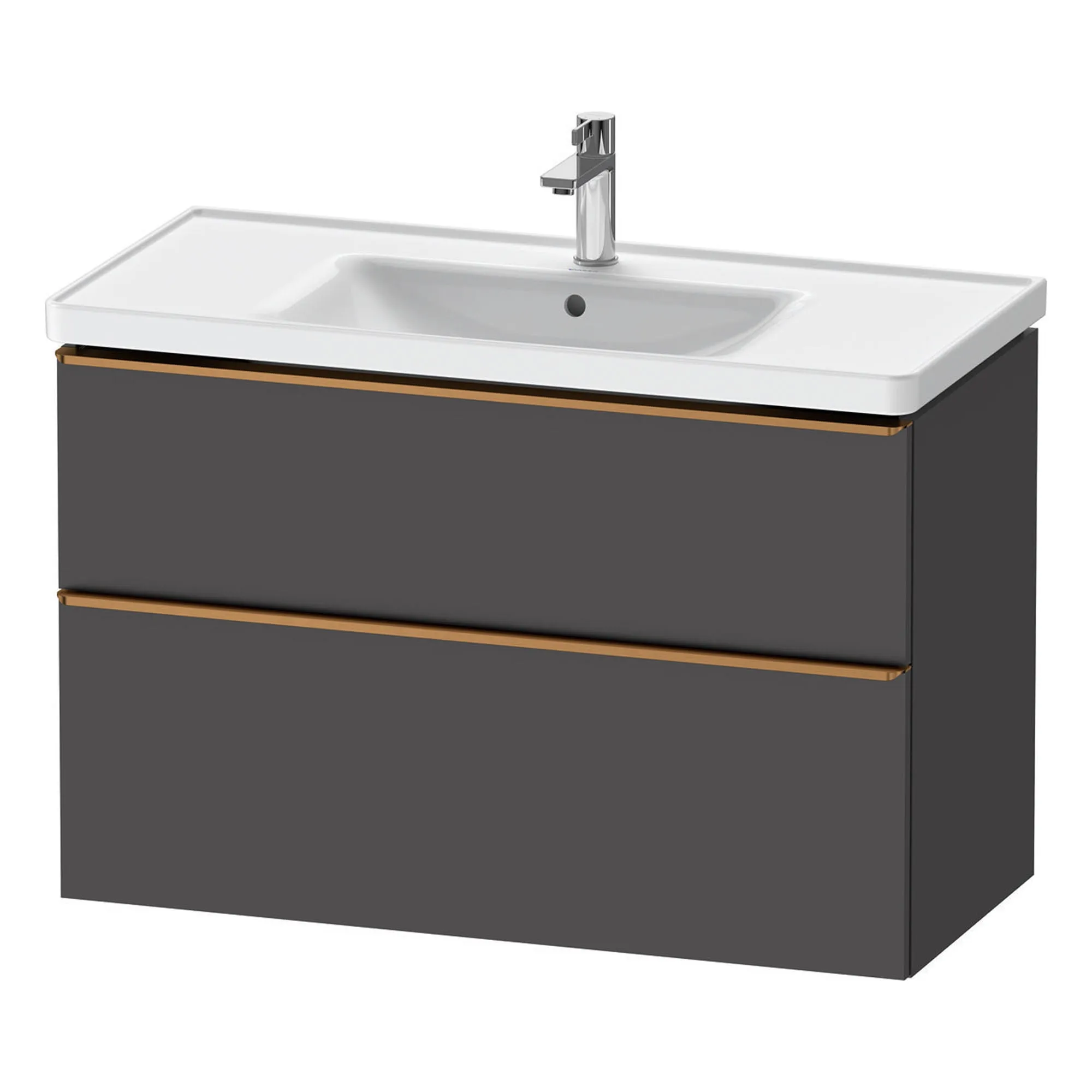 Duravit D-Neo Wall Mounted 2-Drawer Vanity Unit With Ceramic Basin - Matt Graphite